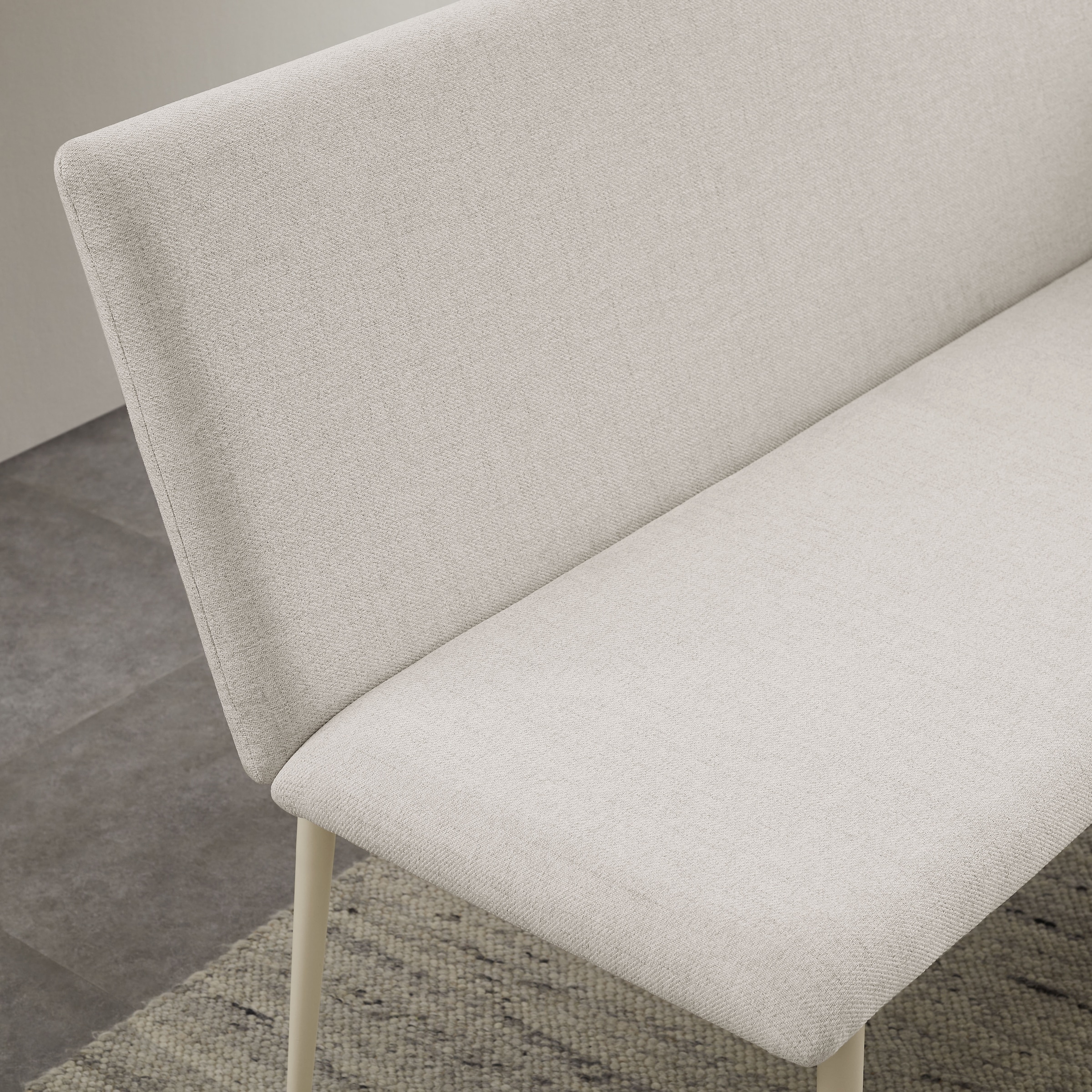 OTTO home Essgruppe »Kryce« Set, 120 cm Esstisch + 2 Stühle + Bank, 4 Stk. tlg. Strukturstoff, robustem Metallgestell, Tischplatte aus Sinterstein