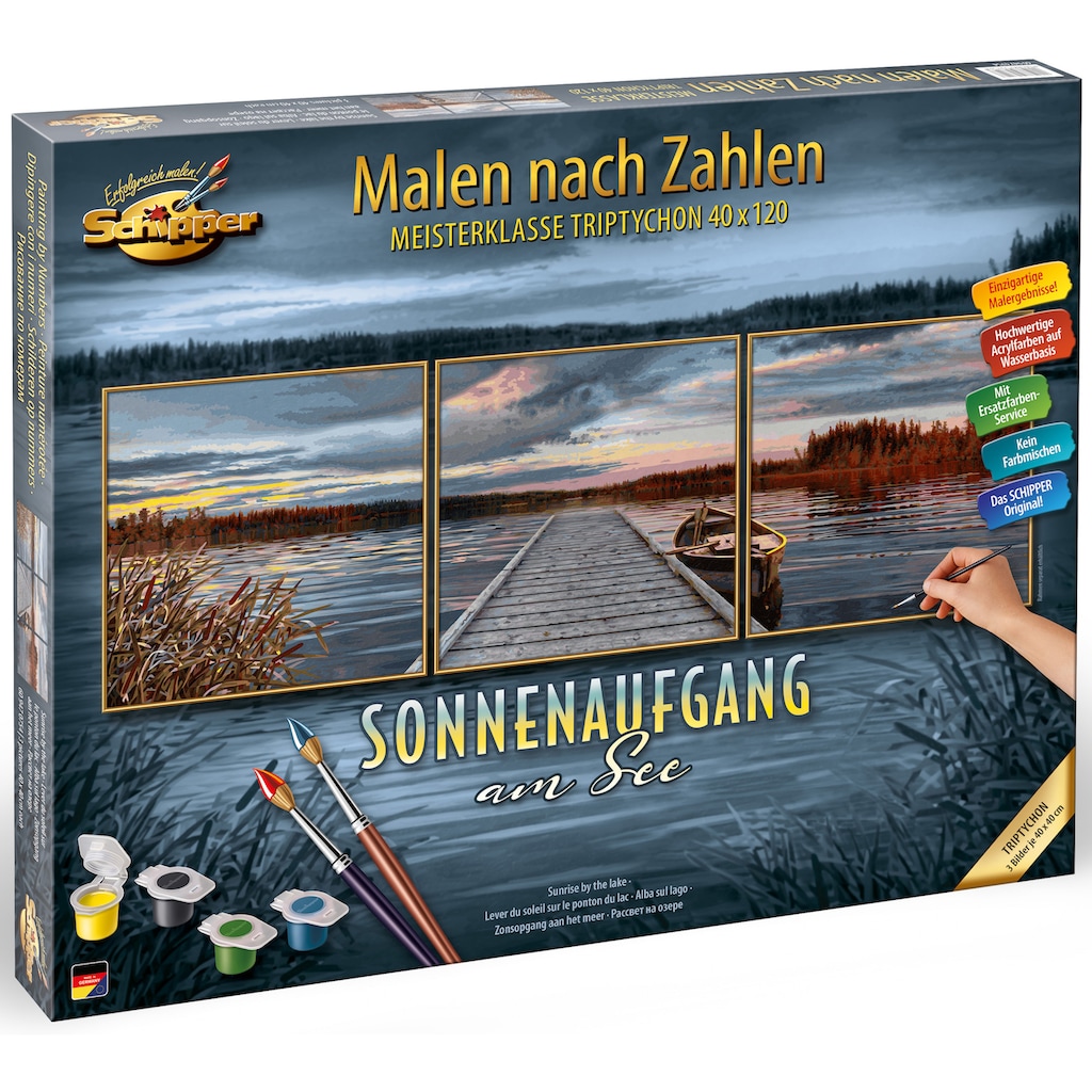Schipper Malen nach Zahlen »Meisterklasse Triptychon - Sonnenaufgang am See«
