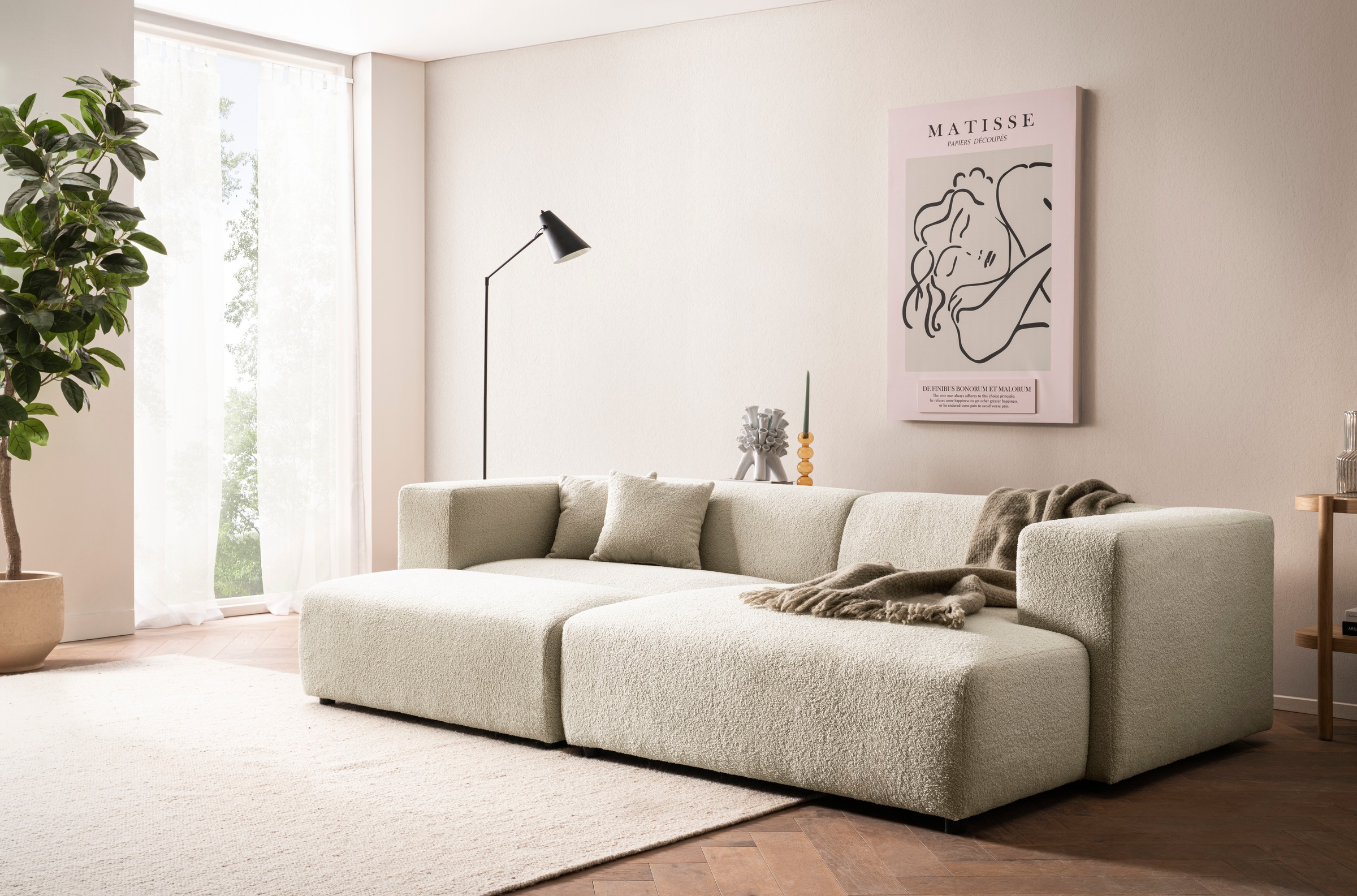 andas Polsterecke »BAKELS, Ecksofa-Set mit Hocker, L-Form mit Schlaffunktion«, Ecksofa-Set (incl. Hocker) im trendigen Megacord