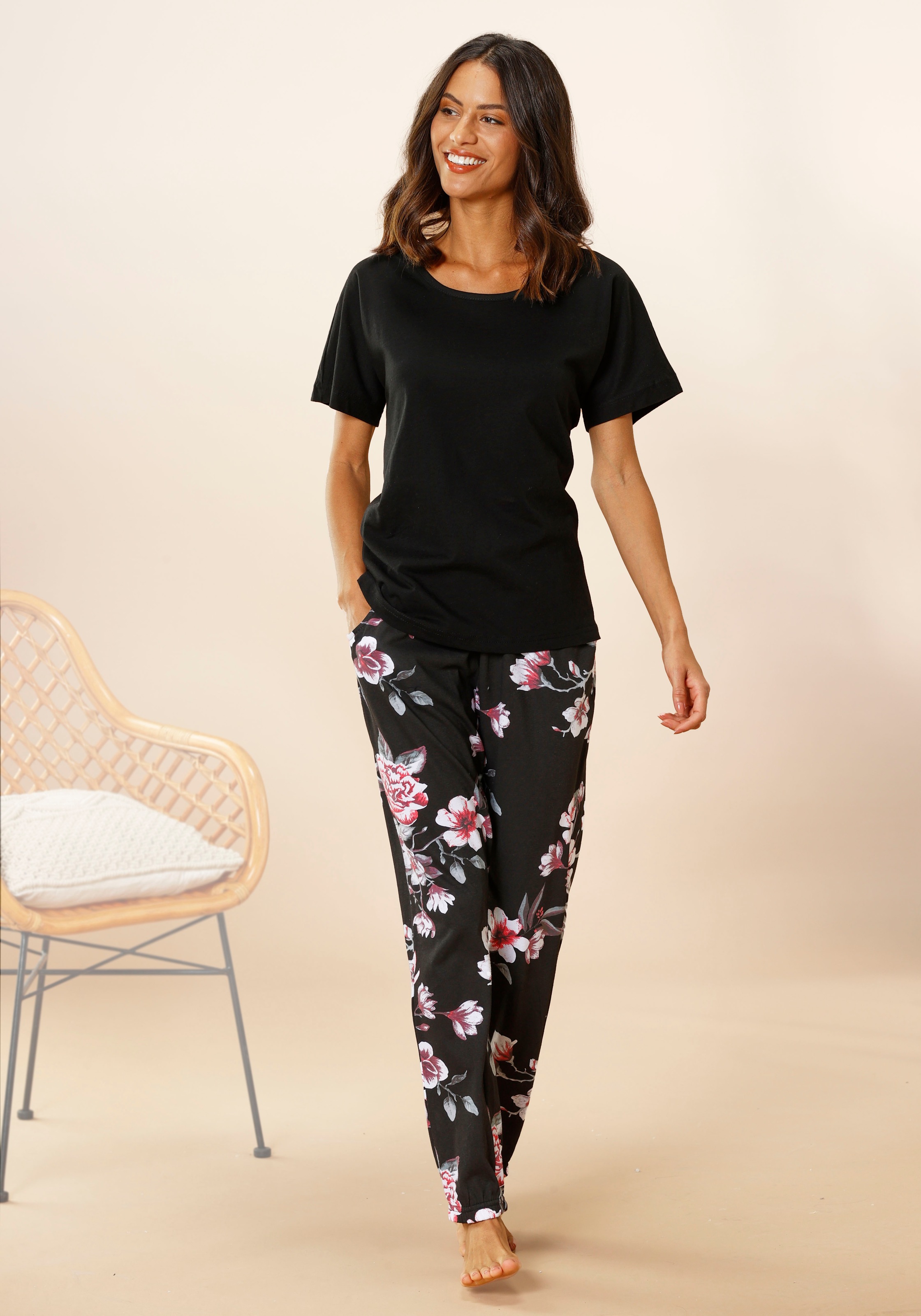 Vivance Dreams Pyjama 2 mit Blumendruck günstig online kaufen