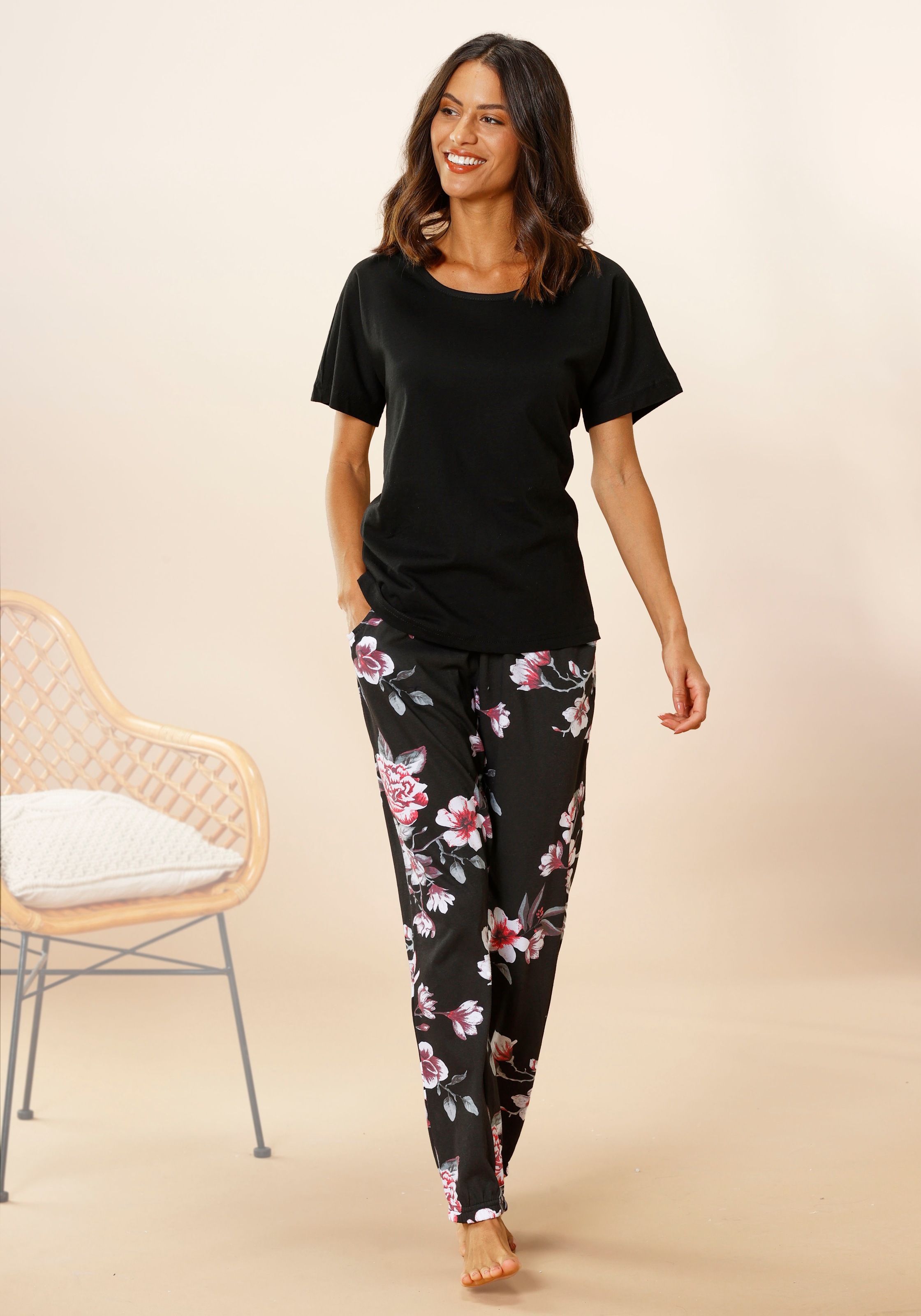 Vivance Dreams Pyjama, mit Hortensienmuster kaufen | BAUR