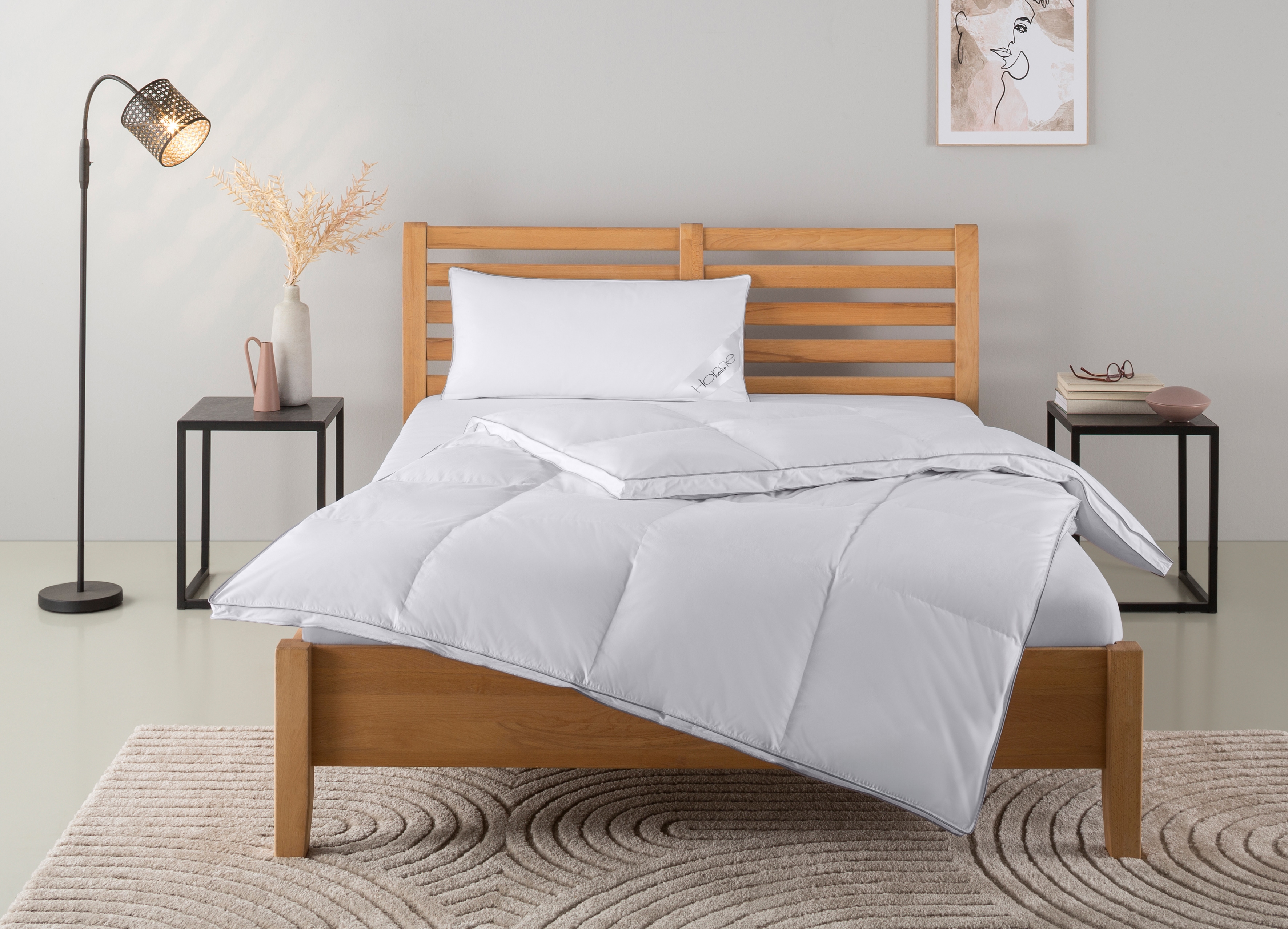 OTTO home Daunenbettdecke + Kopfkissen "Moulle, Bettdecke in 135x200 cm, 155x220 cm, 2-tlg." Set mit Kissen 40x80 cm, 80x80 cm, Sommer, Winter, Made in Germany