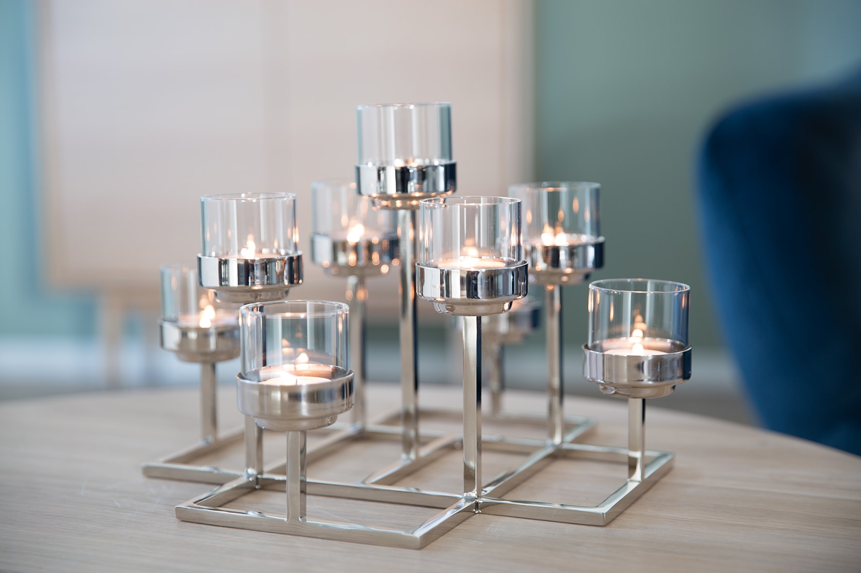 Fink Kerzenhalter »CLAVIO, Weihnachtsdeko«, (1 BAUR 9-flammig Edelstahl bestellen und aus | Glas, St.)