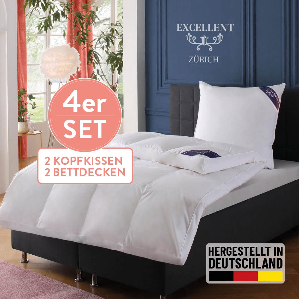 Excellent Daunenbettdecke + Federkissen "Bettdecken-Set Zürich, 4-tlg., Her günstig online kaufen