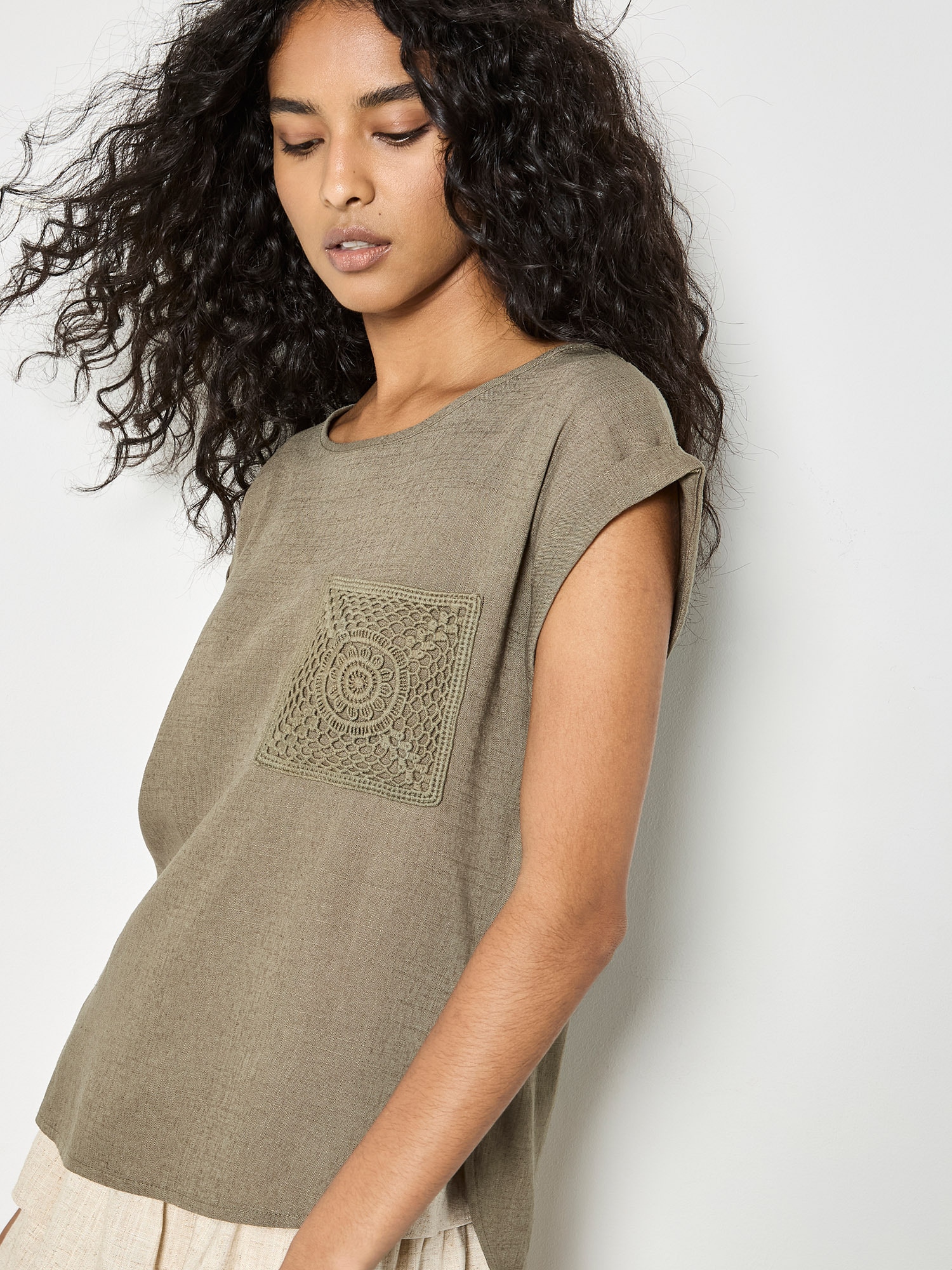 Apricot T-Shirt "T-Shirt aus Leinenmischung"