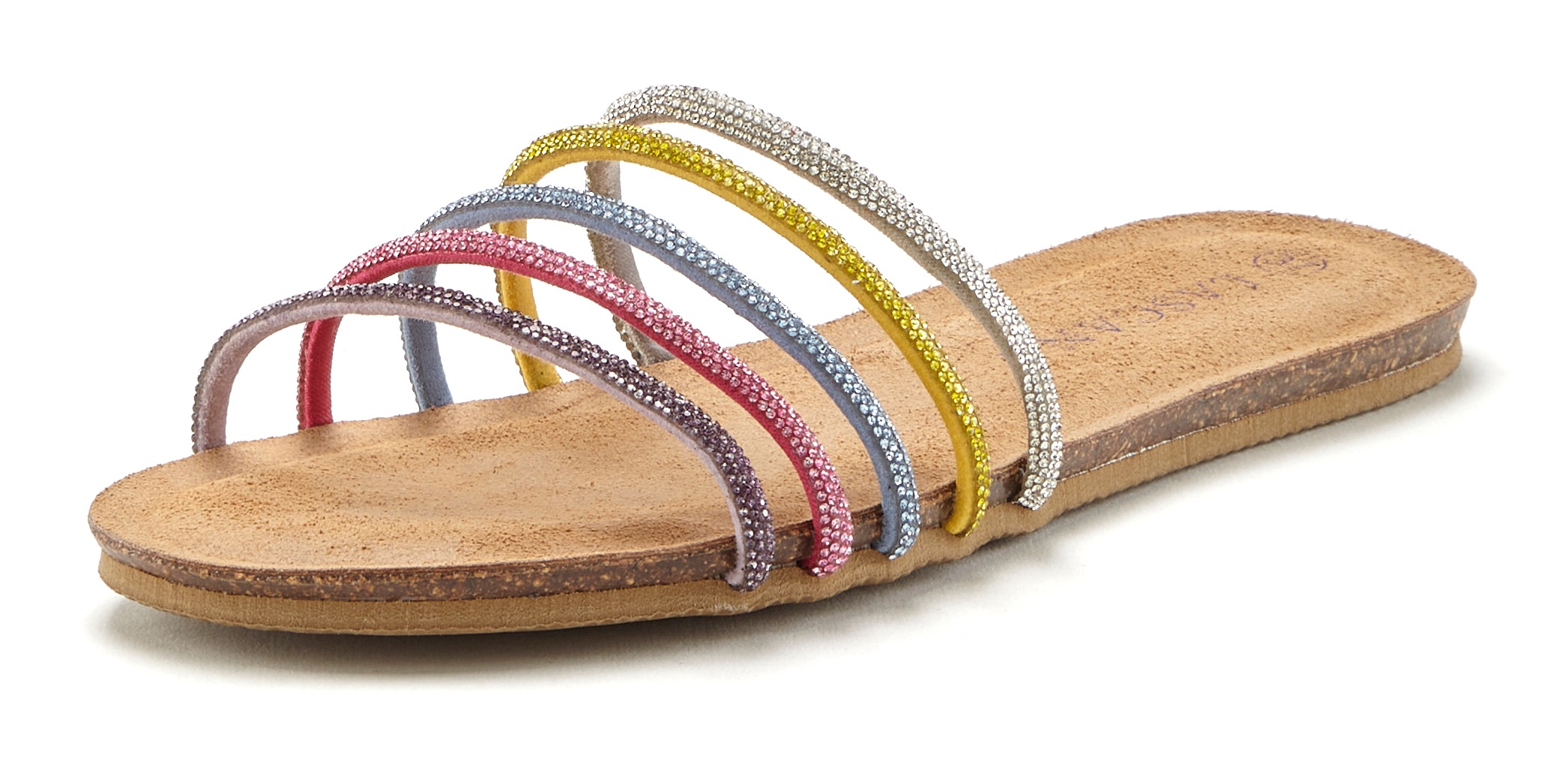 Thumbnail - LASCANA Pantolette "Mule, Sandale, offener Schuh, Sommerschuh," mit Lederanteil & Strasssteinchen