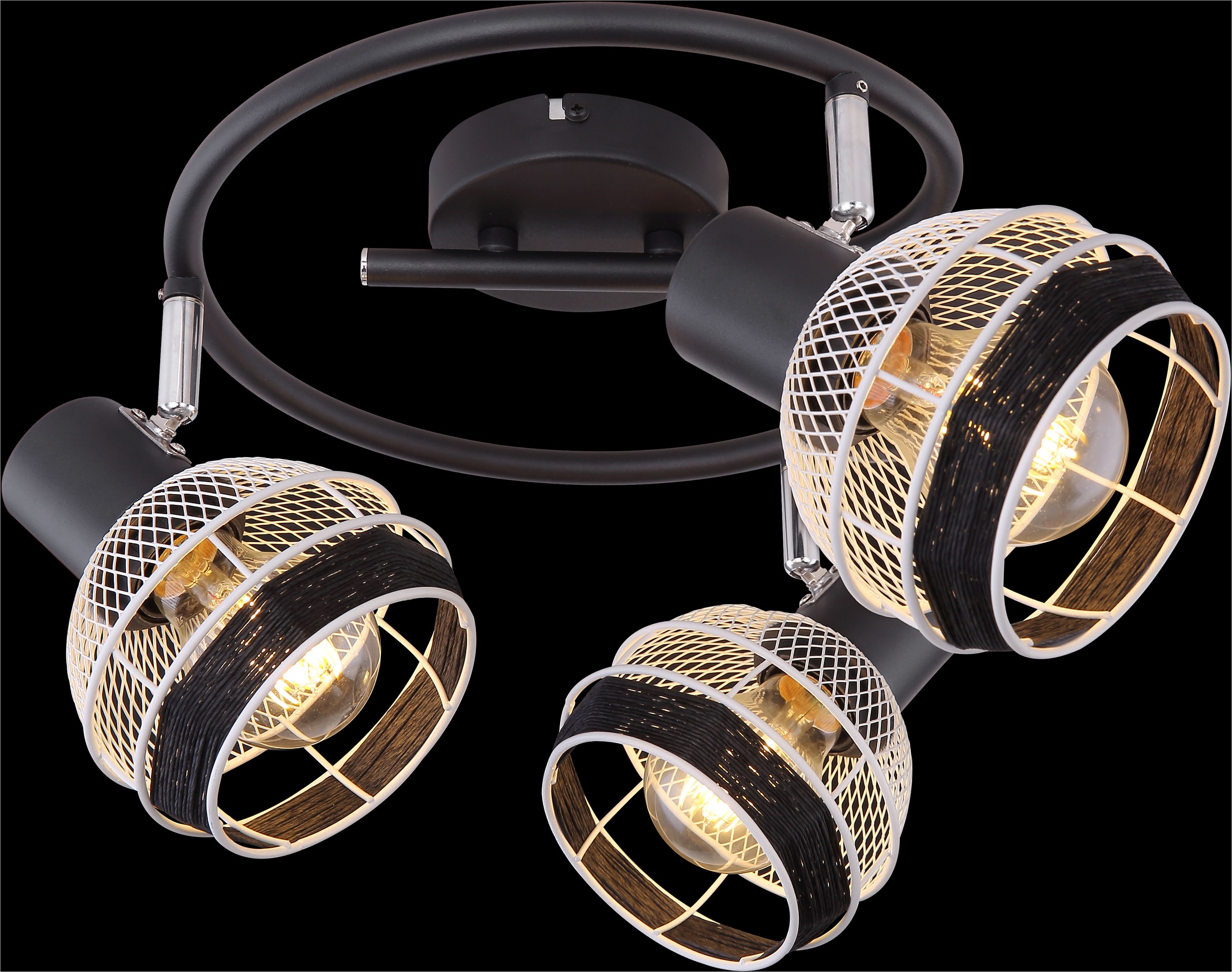 GLOBO LIGHTING Deckenstrahler »GRIDDY«, Leuchtmittel E27 | ohne Leuchtmittel, Deckenstrahler/schwarz-weiß/Hanf schwarz/Flur/Wohnzimmer