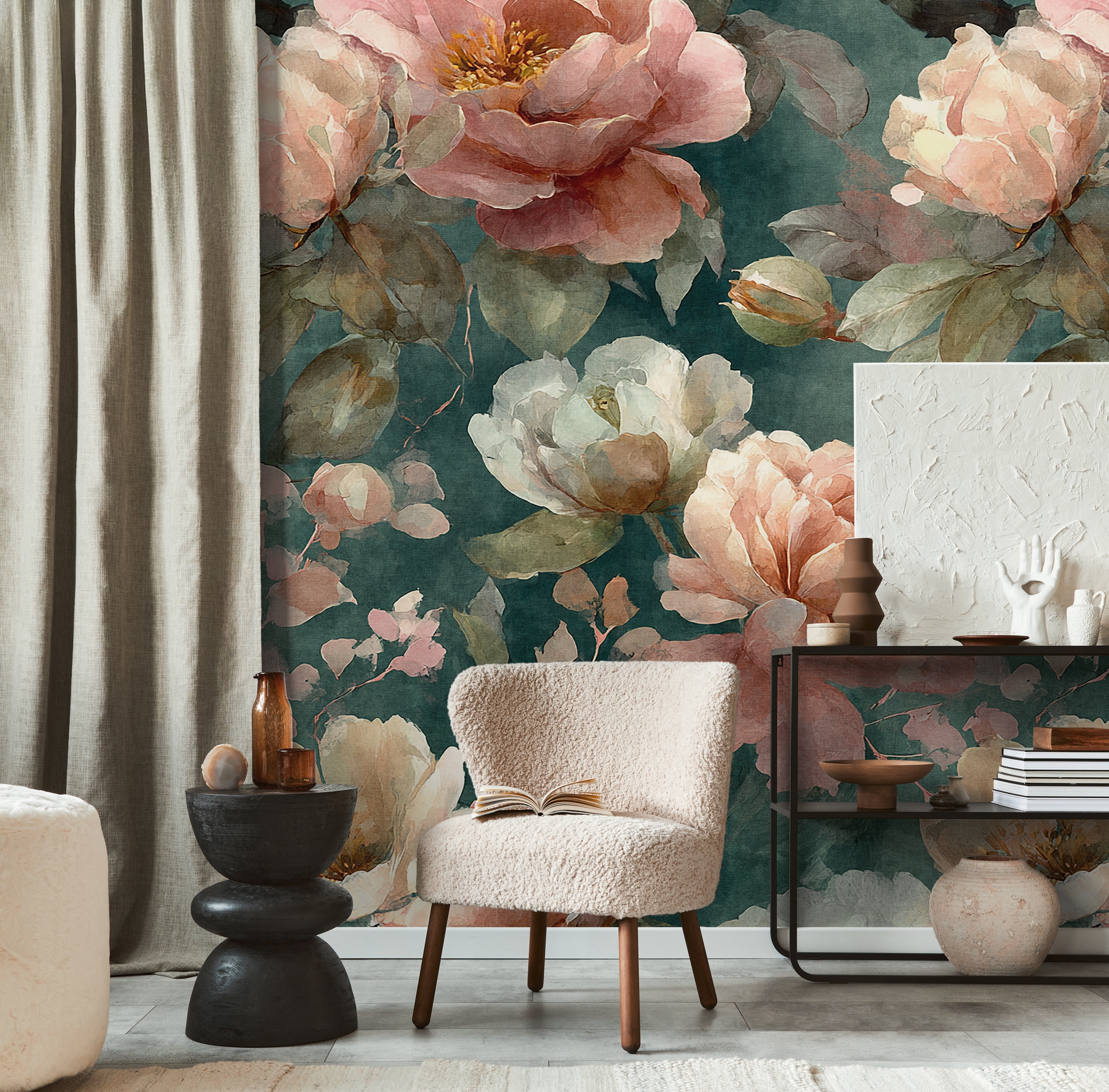 living walls Fototapete »The Wall 4 Flowers – Malerische Blumenblüten Vlies-Fototapete« botanisch | floral | matt leicht strukturiert Malerische Blumenblüten mit natürlicher Tiefenwirkung