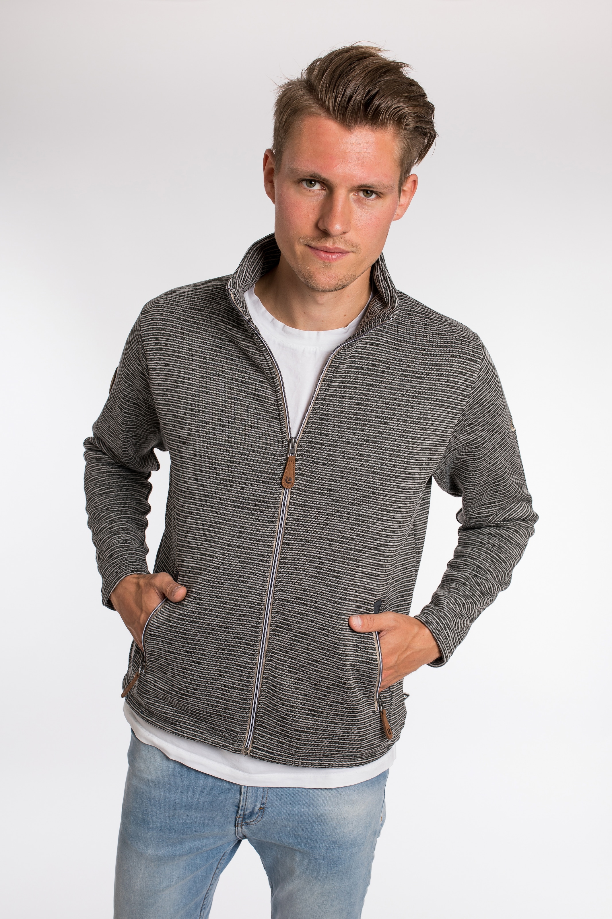 DEPROC Active Strickfleecejacke "LACEWOOD MEN", Kontrastreissverschluss