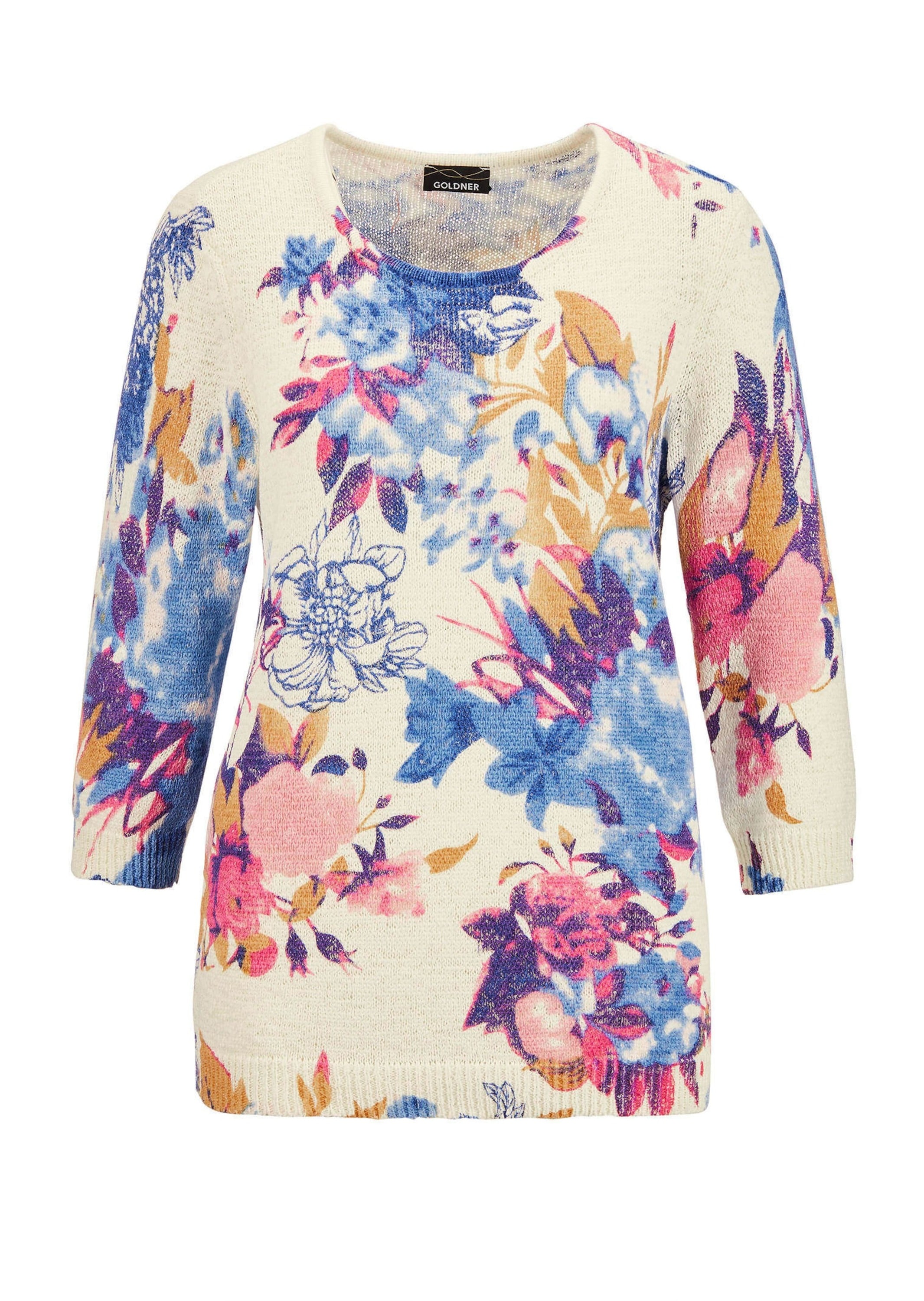 GOLDNER 2-in-1-Pullover "Strick aus Baumwolle, floraler Print" Ohne