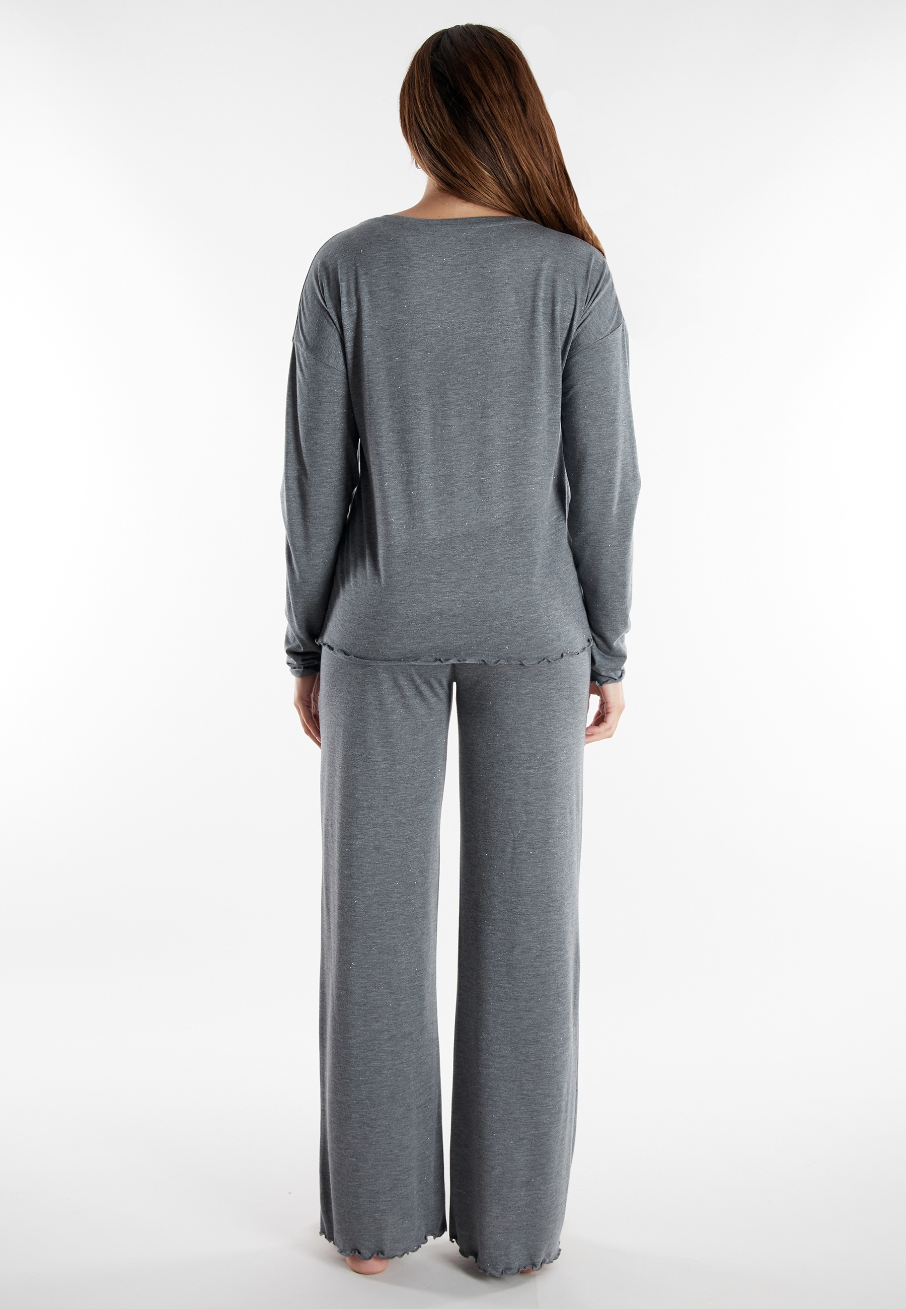 Thumbnail - TOM TAILOR Schlafanzug "Xanthi" 2 tlg. mit langen Ärmeln, leicht meliert, Rundhalsausschnitt