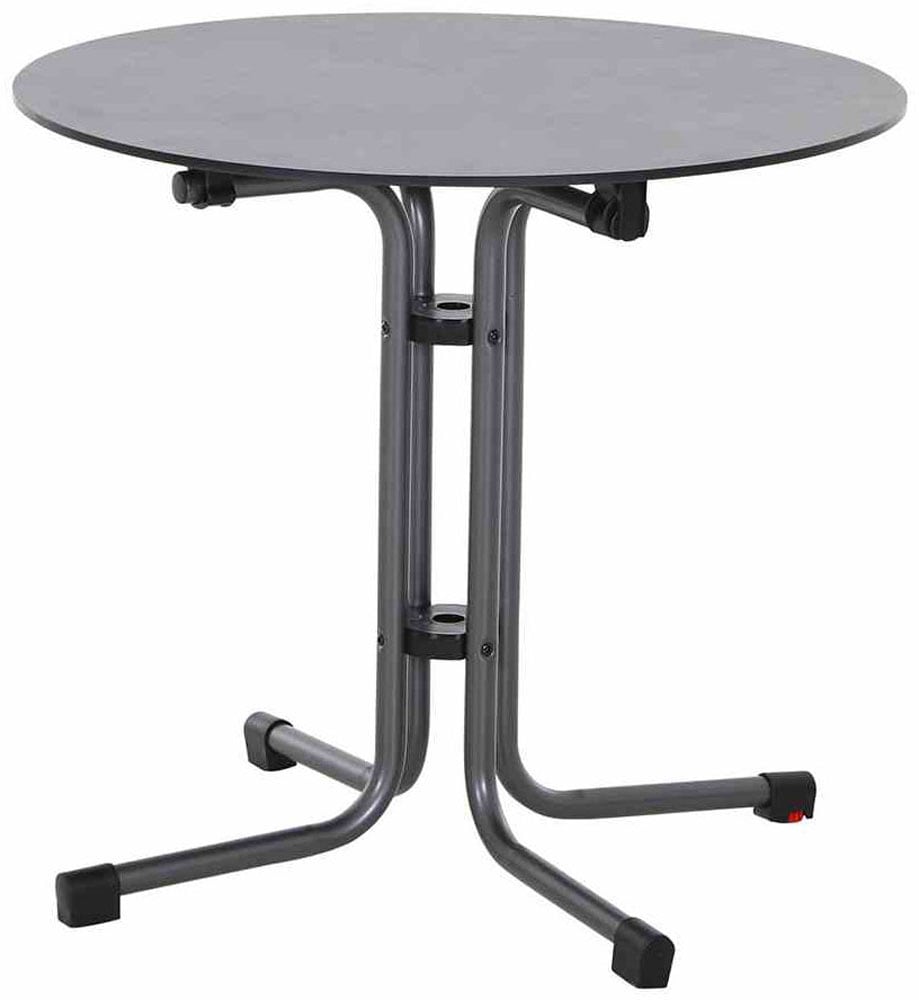 Siena Garden Gartensessel »Square Sessel mustard 4er Set mit Tisch« Set, 4 Stk. tlg. 4 x Stapelsessel + Tisch Sola Ø 80 cm