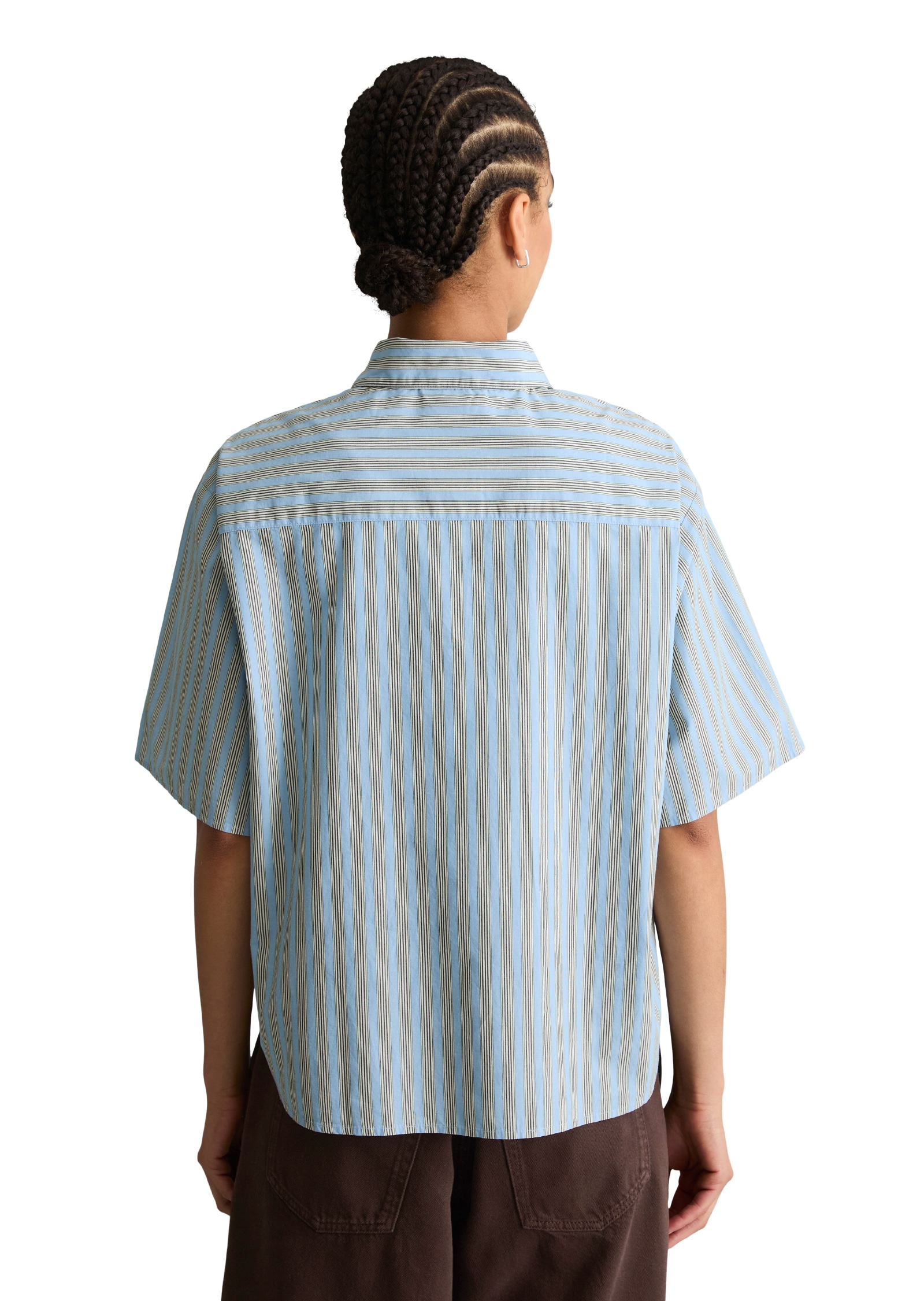 Marc O'Polo DENIM Kurzarmbluse »aus gestreifter Papertouch-Popeline«