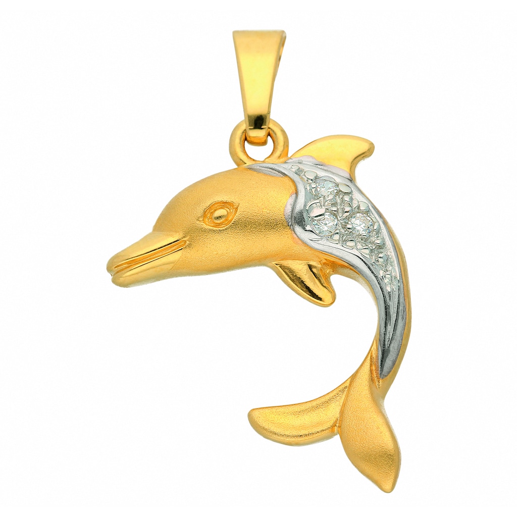 Adelia´s Kettenanhänger »Damen Goldschmuck 333 Gold Anhänger Delphin mit Zirkonia«, 333 Gold Goldschmuck für Damen
