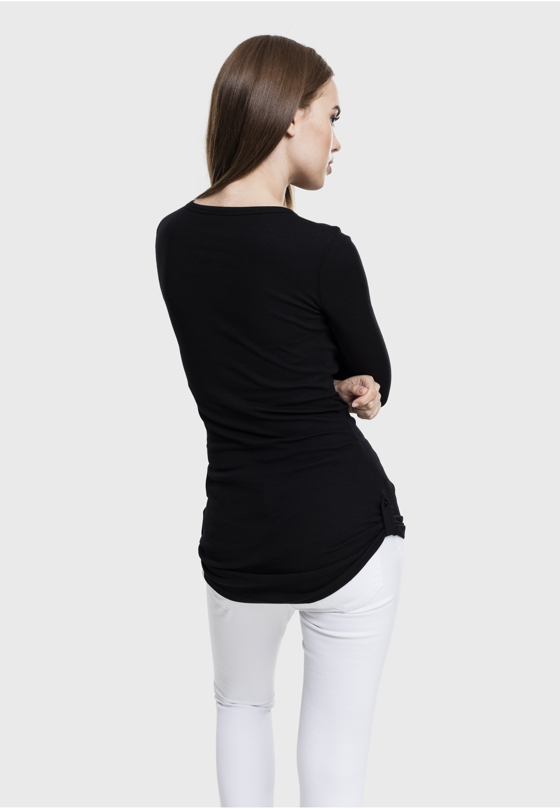 URBAN CLASSICS Longsleeve »Urban Classics Damen Ladies Long Rib Pocket Turnup Tee« 1 Stk.