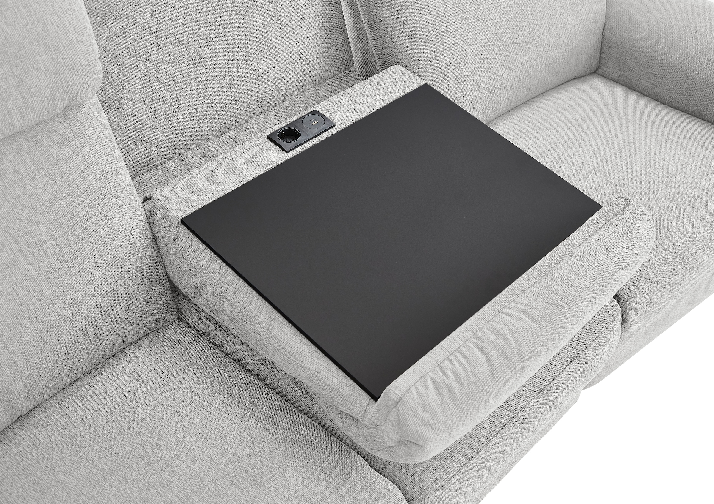 Home affaire Polstergarnitur »Turin, 2,5- & 3-Sitzer mit elektrischer Relaxfunktion« Set, 4 tlg. tlg. inkl. Tisch, USB & Steckdose, Federkern & pflegeleichtem Bezug