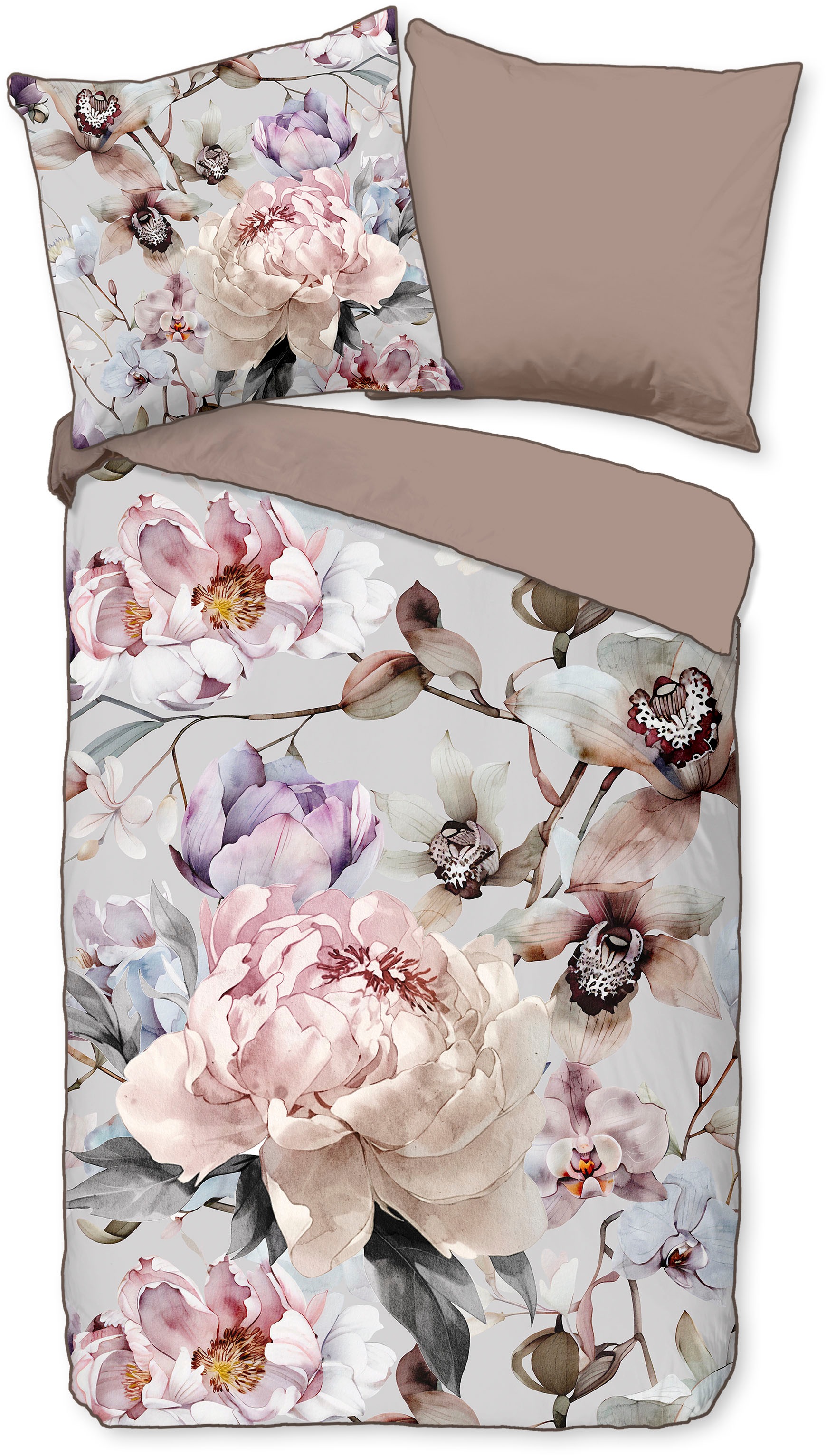 Descanso Wendebettwäsche "Colinda" 2 Stk. Satin, Reißverschluss, Paspel, Bi günstig online kaufen