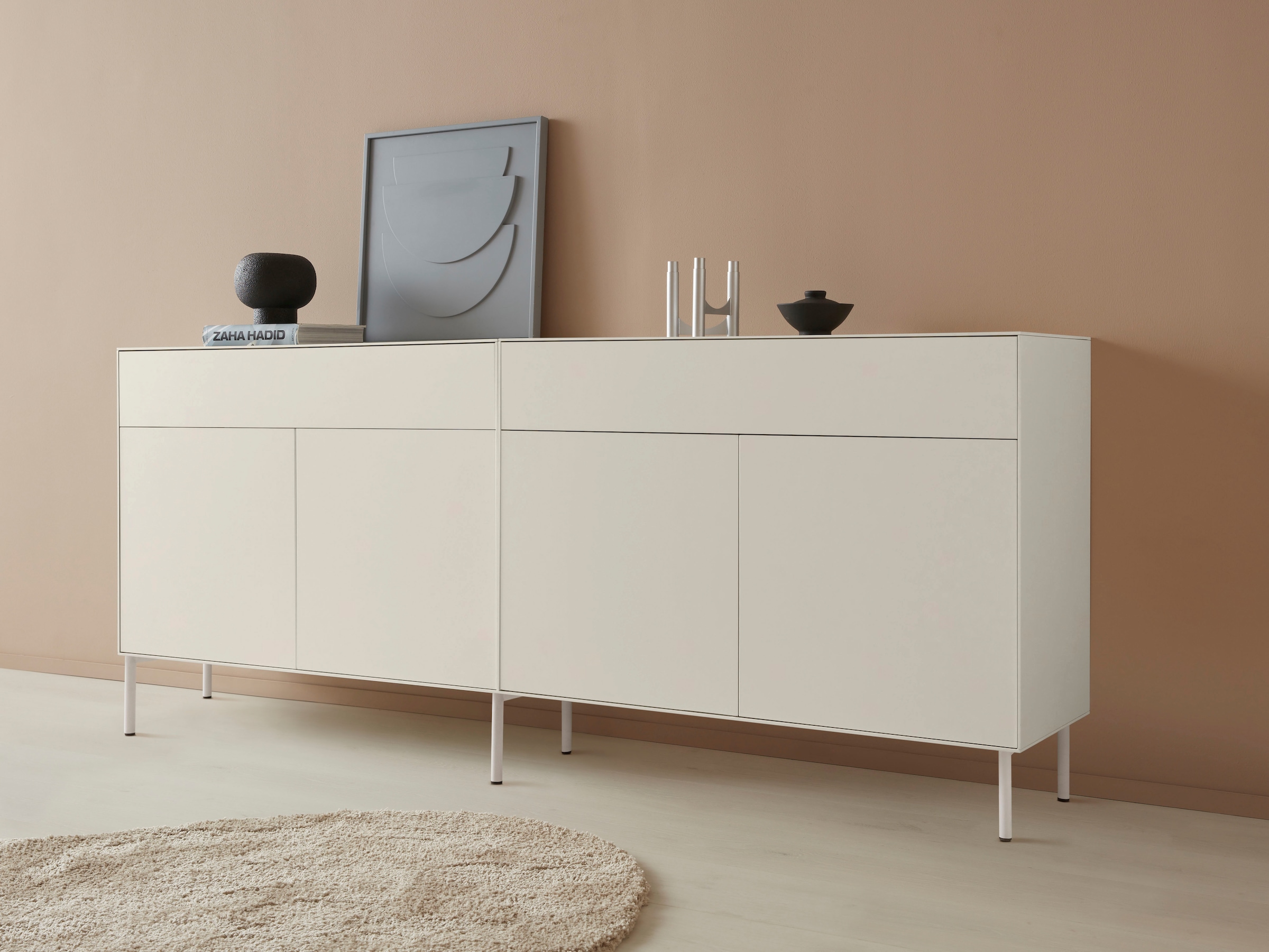 LeGer Home by Lena Gercke Sideboard "Essentials", (2 St.), Breite: 224cm, MDF lackiert, Push-to-open-Funktion