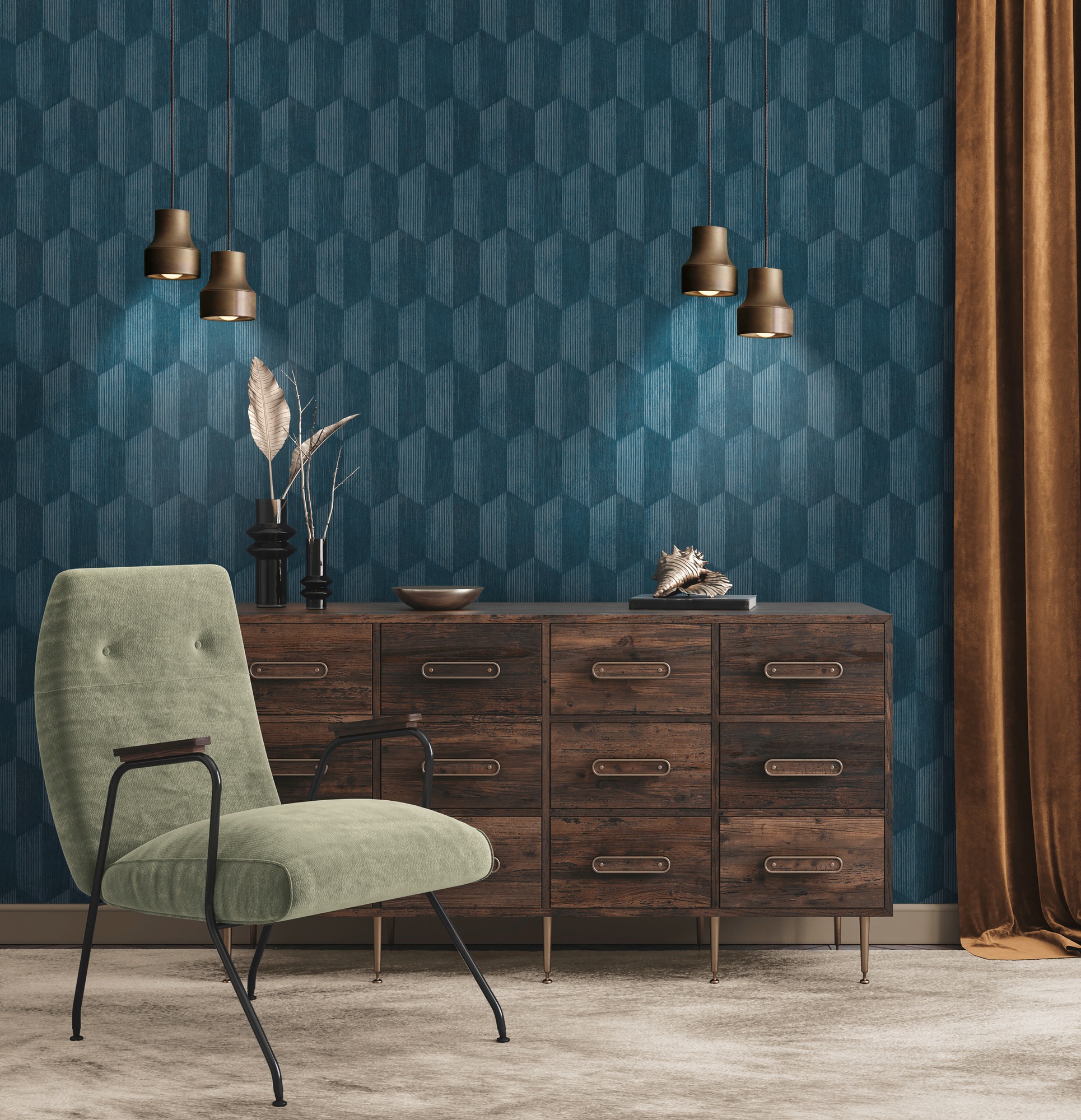 A.S. Création Vliestapete »Geo Effect«, 3D-Optik-metallic-geometrisch, Geometrische Tapete 3D Effekt Tapeten Wohnzimmer Schlafzimmer Küche