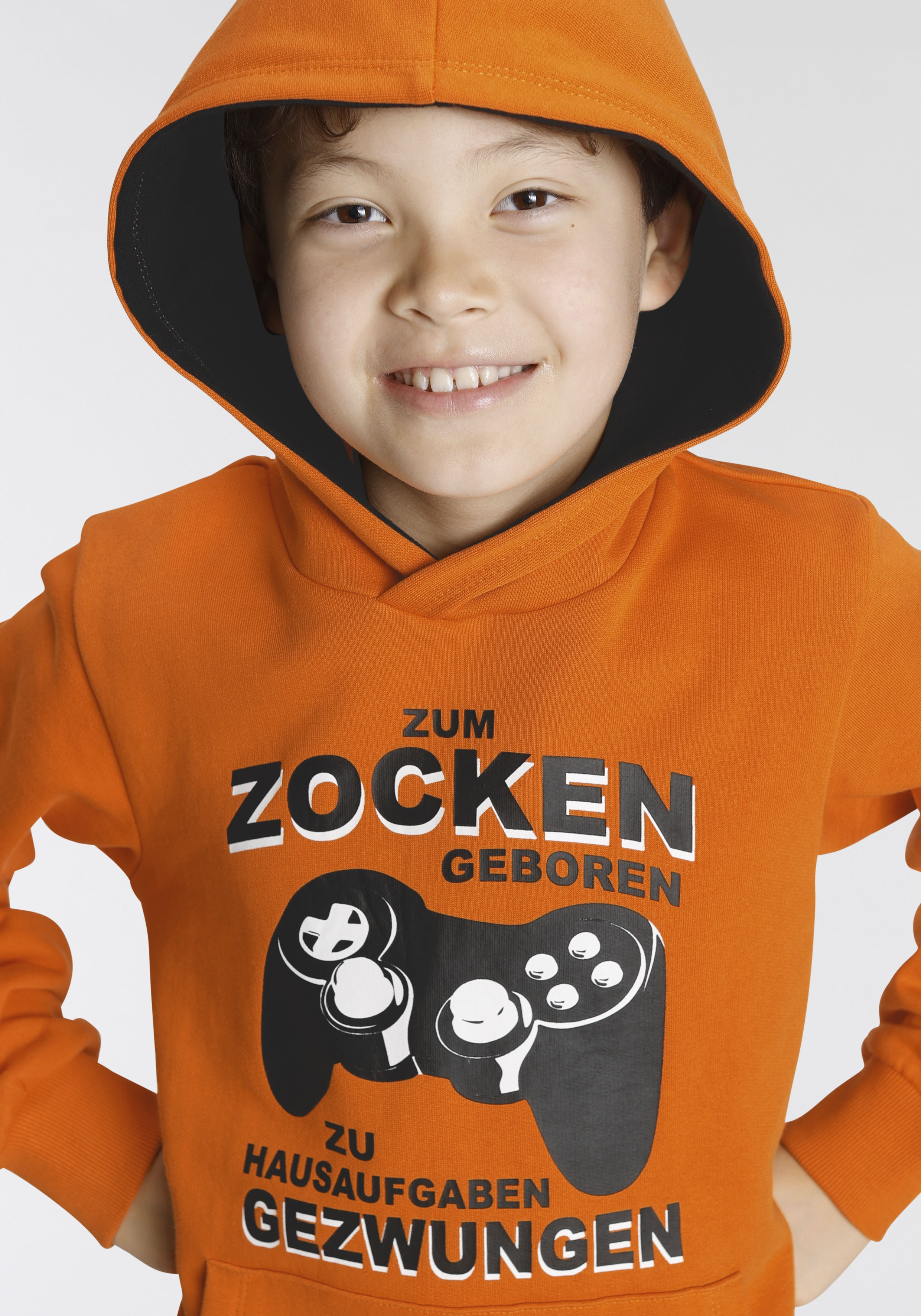 Thumbnail - KIDSWORLD Kapuzensweatshirt "FÜR ZOCKER", Langarm, mit Rippbündchen, bedruckt