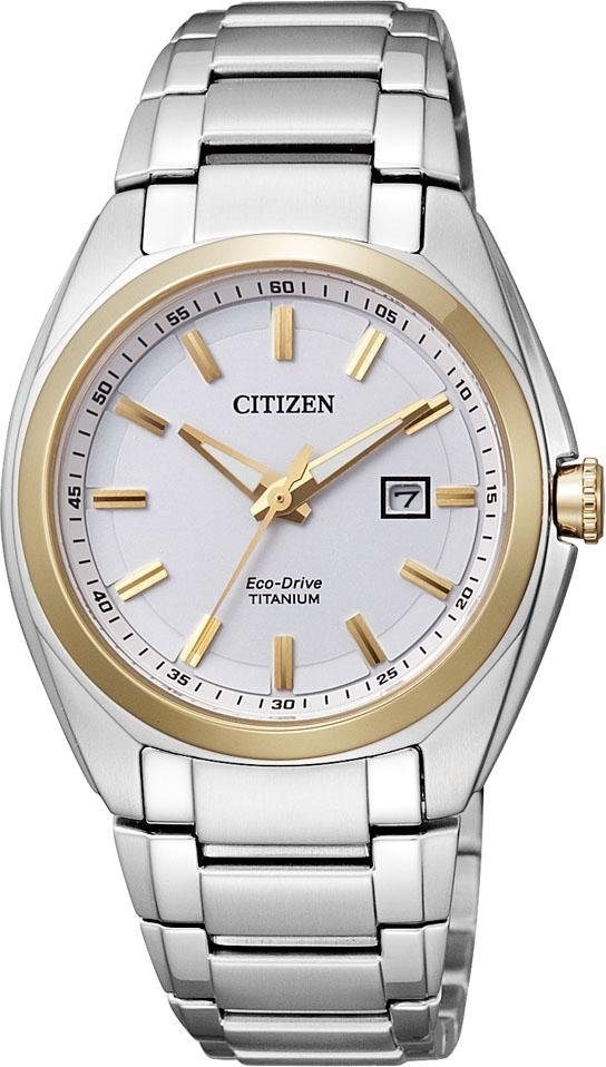 Citizen Titanuhr »Super Titanium, EW2214-52A«, Armbanduhr, Damenuhr, Solar, Titanarmband, Saphirglas