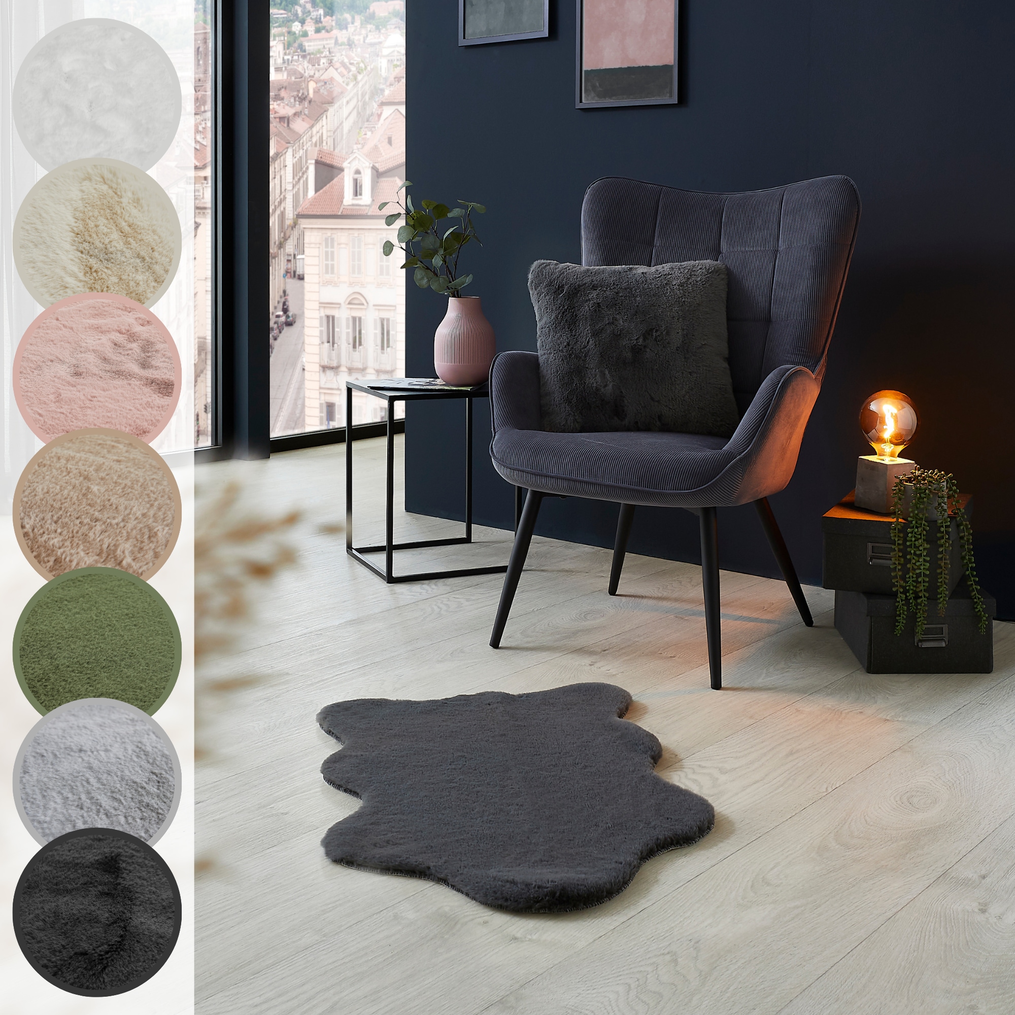 LUXOR living "Novara" fellförmig 30 mm Höhe Kunstfell, weiche Kaninchenfell-Haptik, waschbar, auch als 2er Set