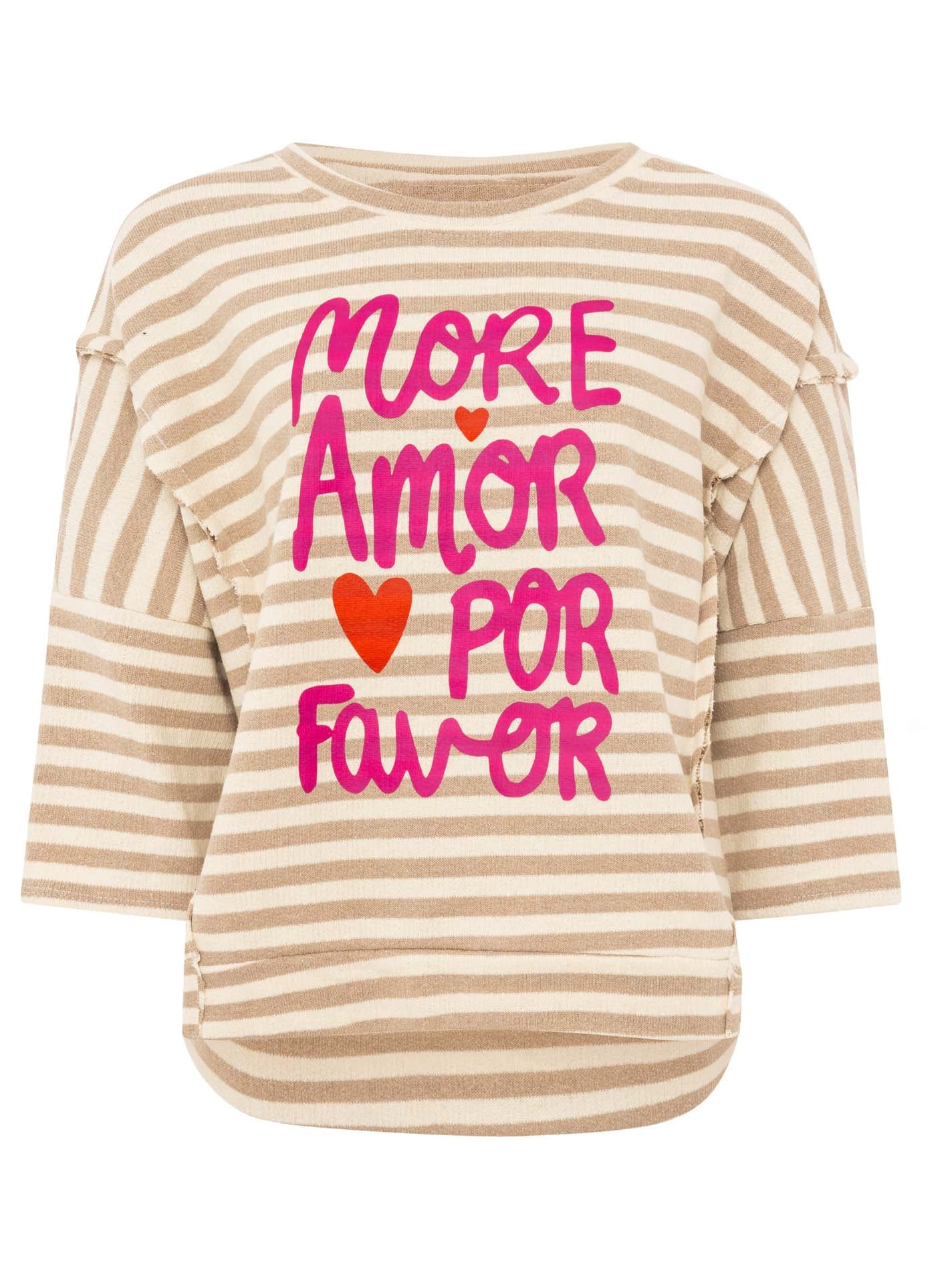 Zwillingsherz Streifenpullover »"More Amor Por Favor "« gestreift, Rundhals, große Aufschrift