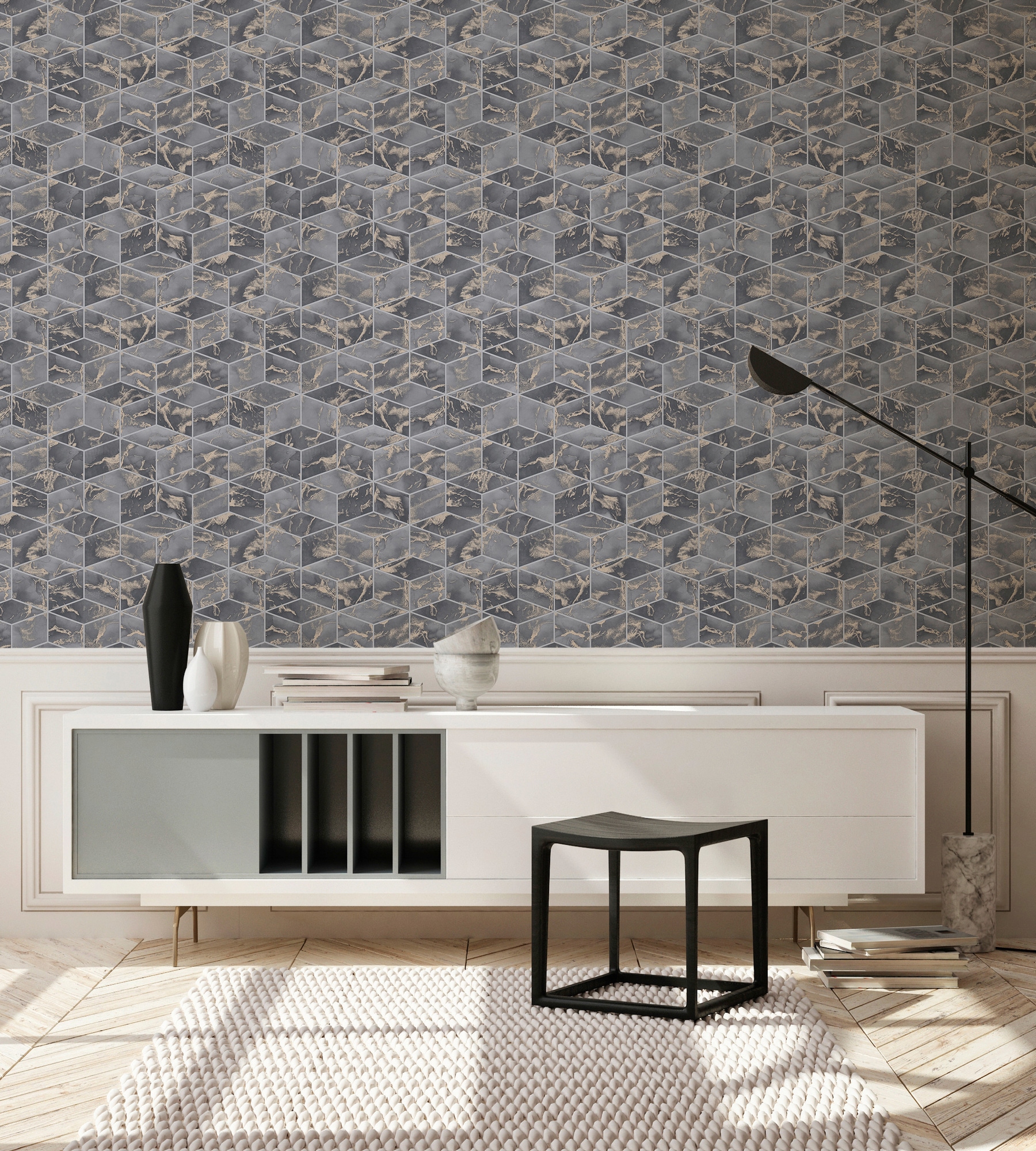 living walls Vliestapete »Metropolitan Stories, Alena St. Petersburg«, 3D-Optik-geometrisch, Tapete Geometrisch Tapeten Wohnzimmer Schlafzimmer Küche Design Optik