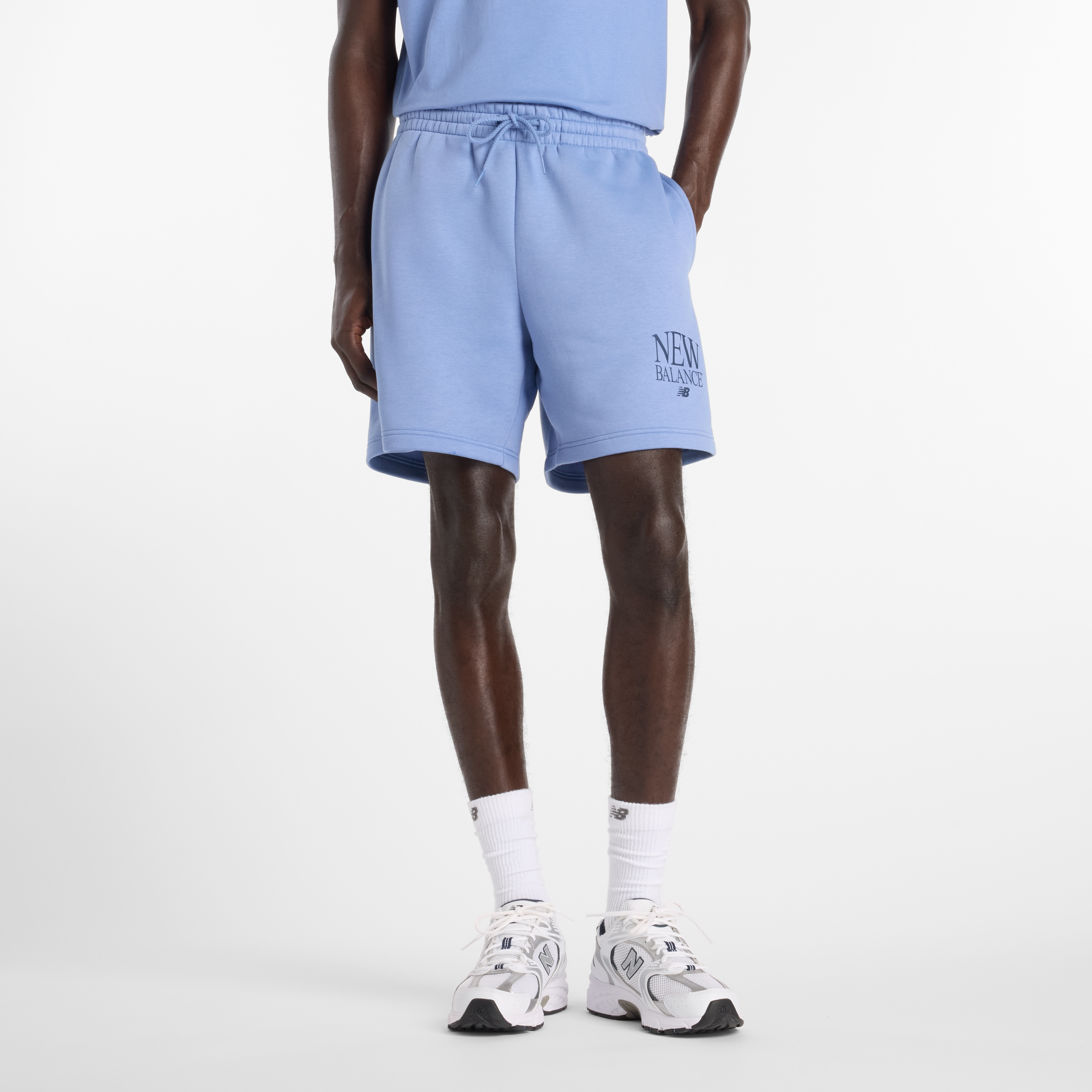 New Balance Sweatshorts mit Kordelverschluss, aus Baumwolle und Polyester, in Fleece-Qualität