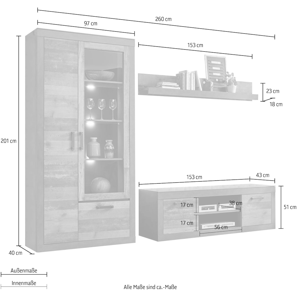 Home affaire Wohnwand »BROOKLYN«, (3 St.)