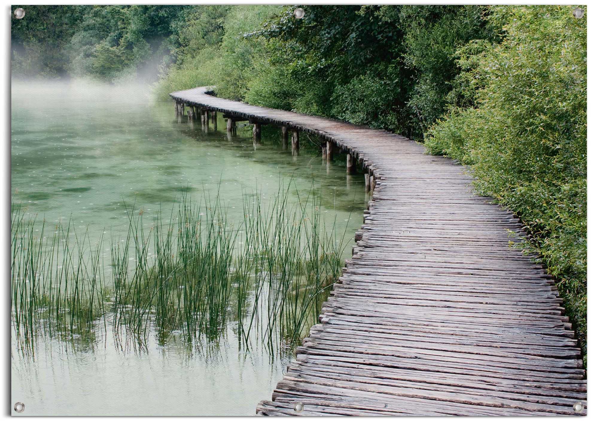 Reinders Poster "Steg am Ufer", leichtes und wasserfestes Gartenposter für den Außeneinsatz