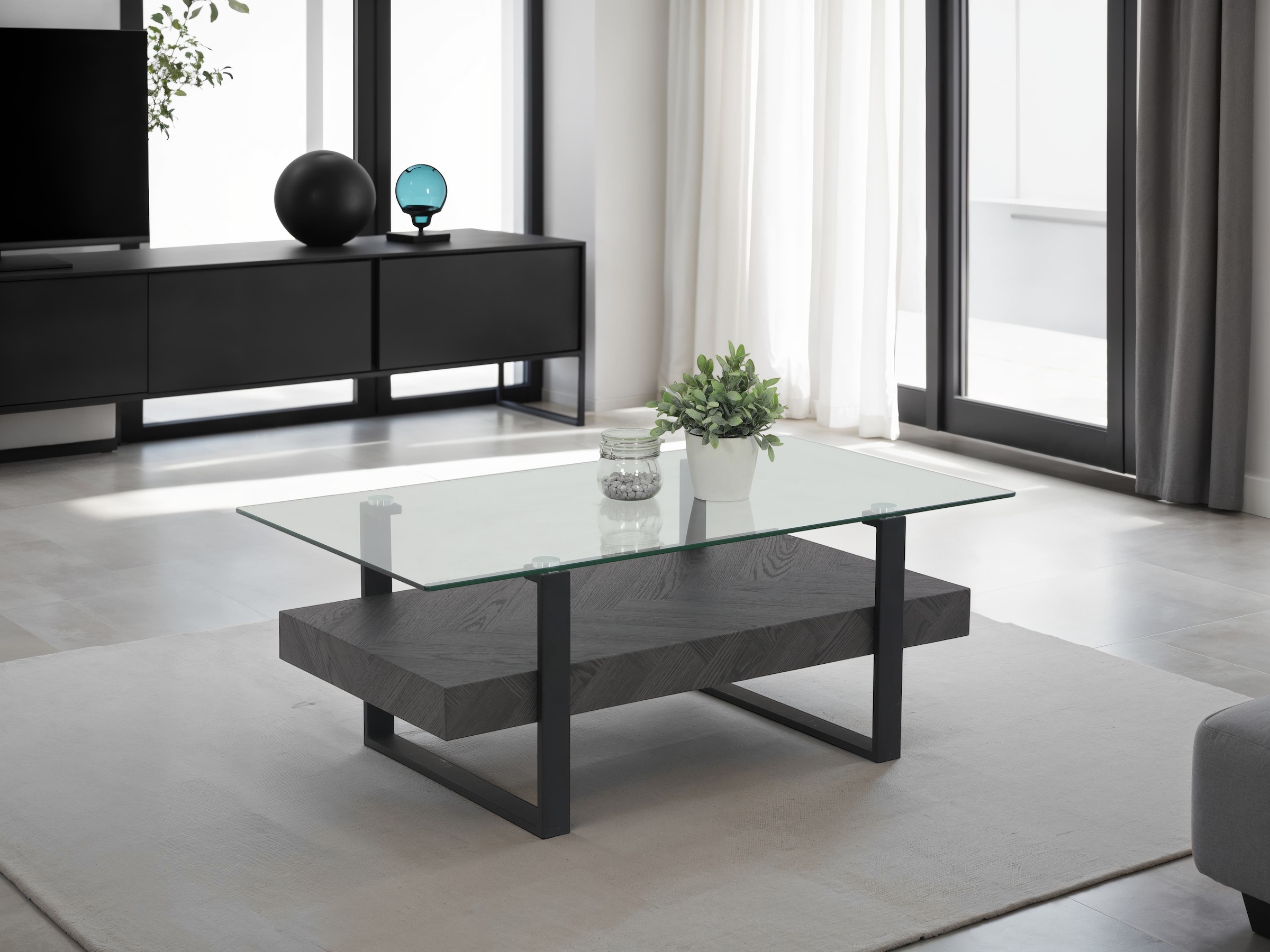 HELA Couchtisch »KONRAD«, (1 St.), Couchtisch; Ablageboden; Glasplatte; Kufengestell
