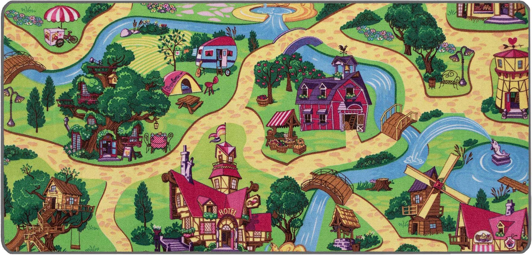 Primaflor-Ideen in Textil Kinderteppich »Spielteppich CANDY TOWN«, rechteckig, 6,5 mm Höhe, Kurzflor, Straßen-Spiel-Teppich, Kinderzimmer