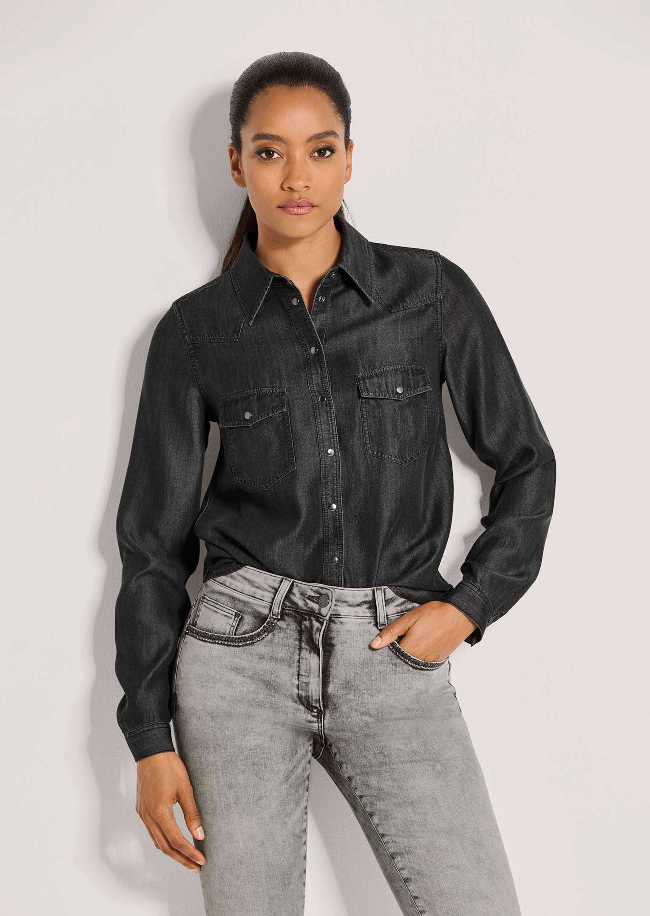 MADELEINE Langarmbluse »Hemdbluse Lässige Denim-Bluse mit Hemdkragen«