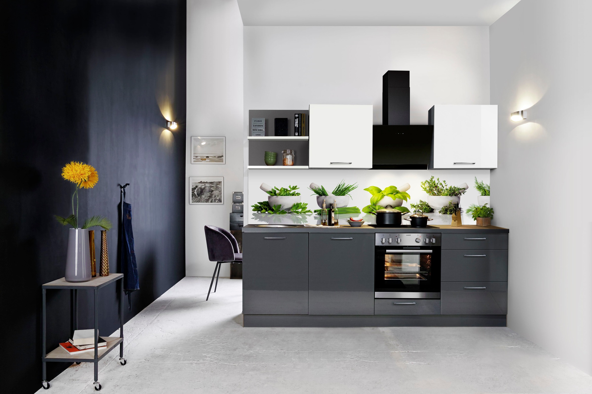 KOCHSTATION Küchenzeile »"KS-Jena", vormontiert, Breite 240 cm«, mit Soft-Close-Funktion, wahlw. mit E-Geräten inkl. Geschirrspüler