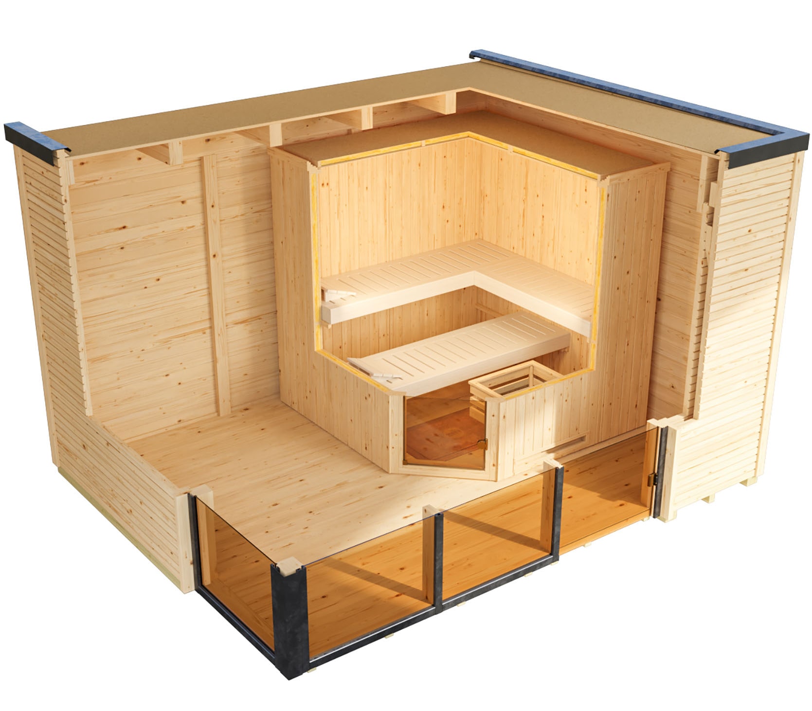 weka Saunahaus »Design-Saunahaus Cubilis«, Blockbohlen, modernes wekaLine-Profil