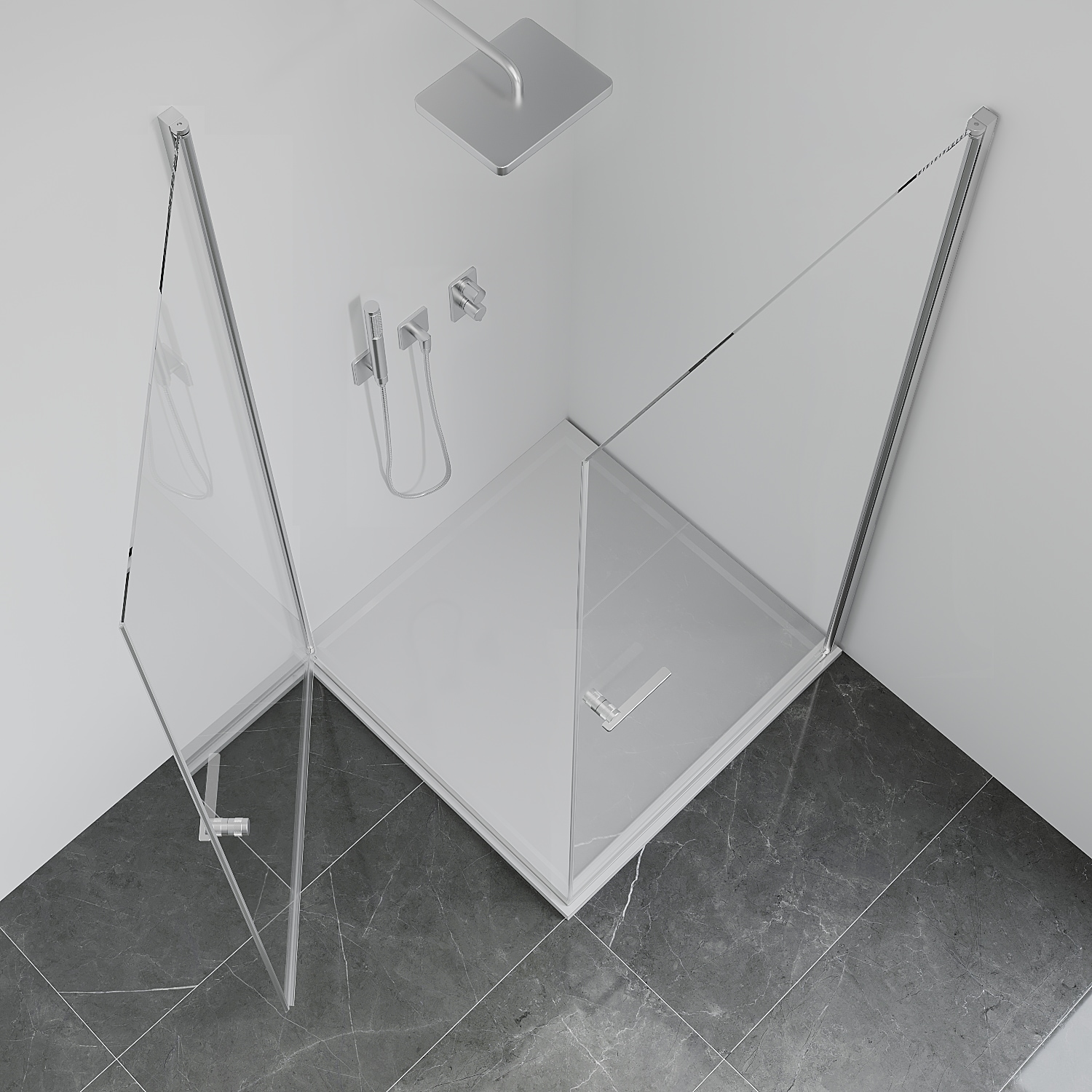 OTTO home Eckdusche »Firenze« Rahmenloses Design mit extravaganten Griffen, 6mm ESG
