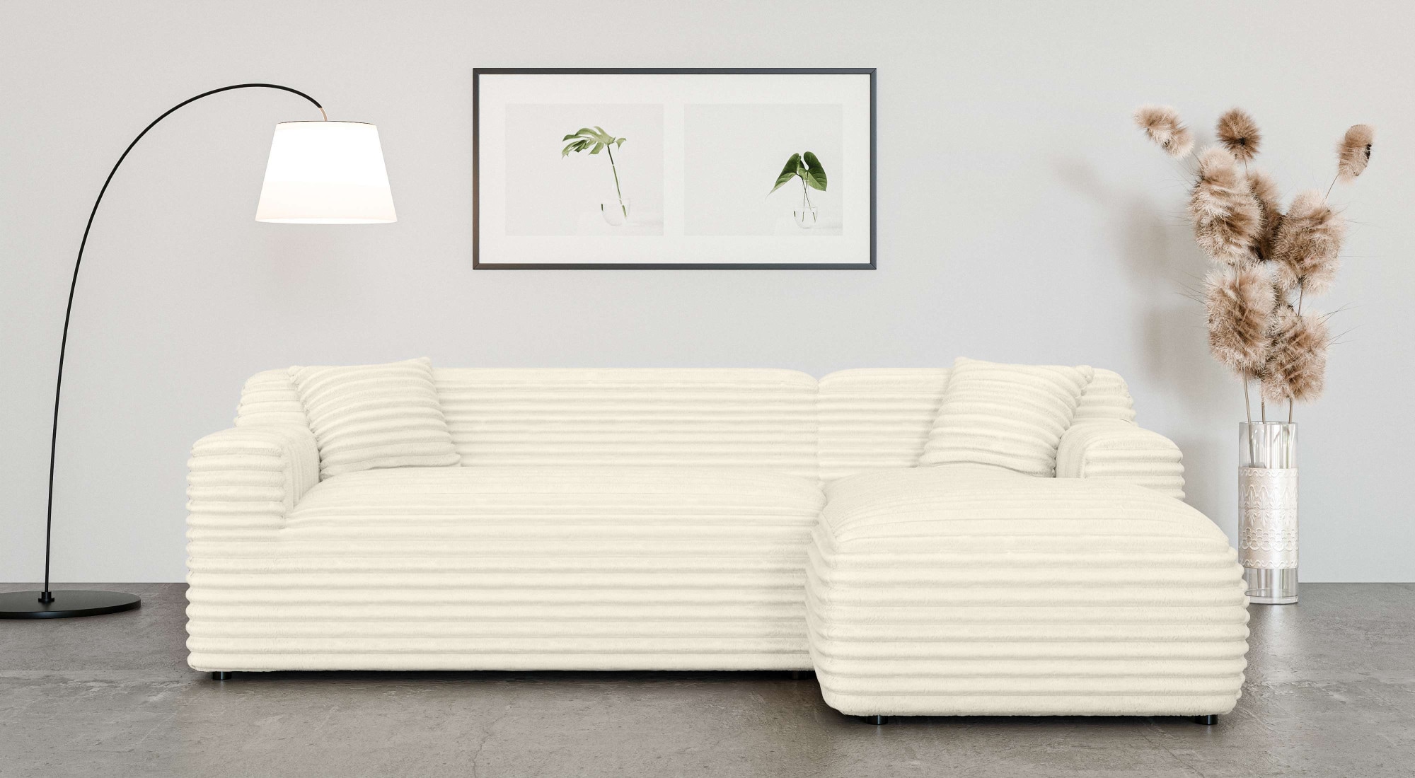 Home affaire Ecksofa »LILLIANA Designsofa, L-Form mit Recamiere rechts/links bestellbar«, L-Form mit Wellenunterfederung, Maße B/T/H: 256/160/76 cm