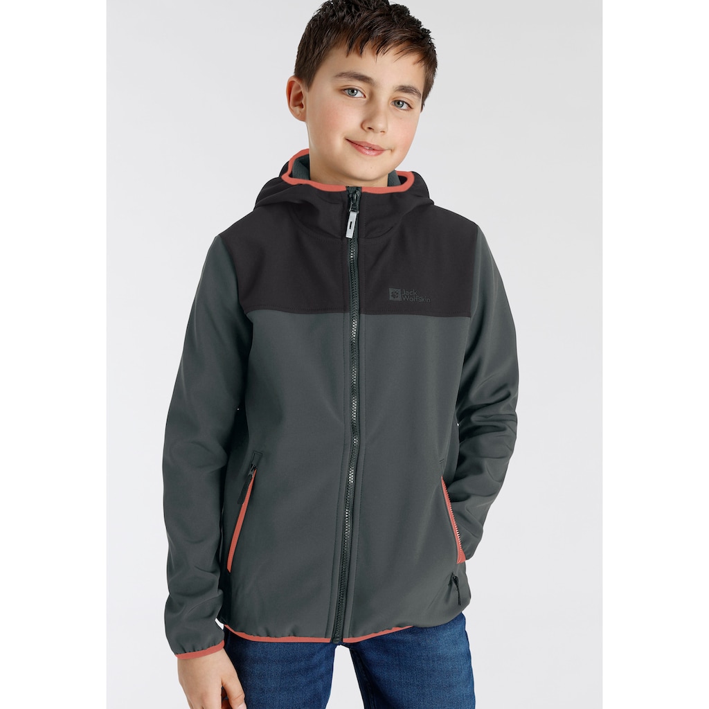 Jack Wolfskin Softshelljacke »FOURWINDS JACKET KIDS«, mit Kapuze