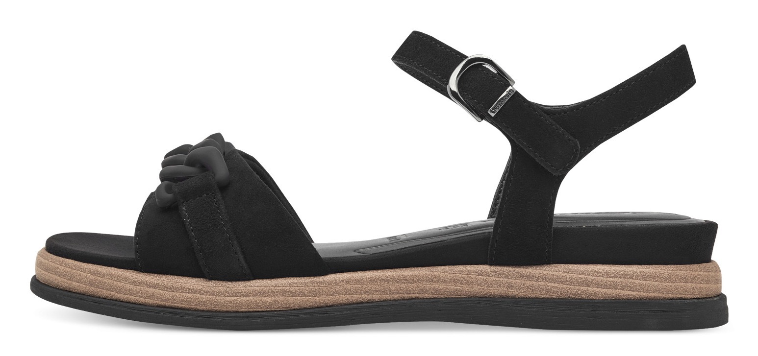 Tamaris Keilsandalette, Sommerschuh, Riemchensandale mit mattierter Zierkette