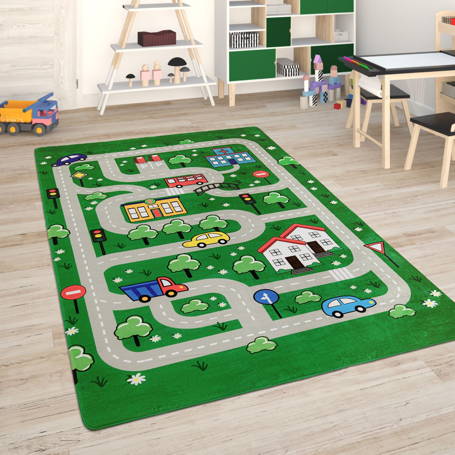 Paco Home Kinderteppich "Chicos 559", rechteckig, Flachgewebe, Straßen-Spiel-Teppich, Kinderzimmer