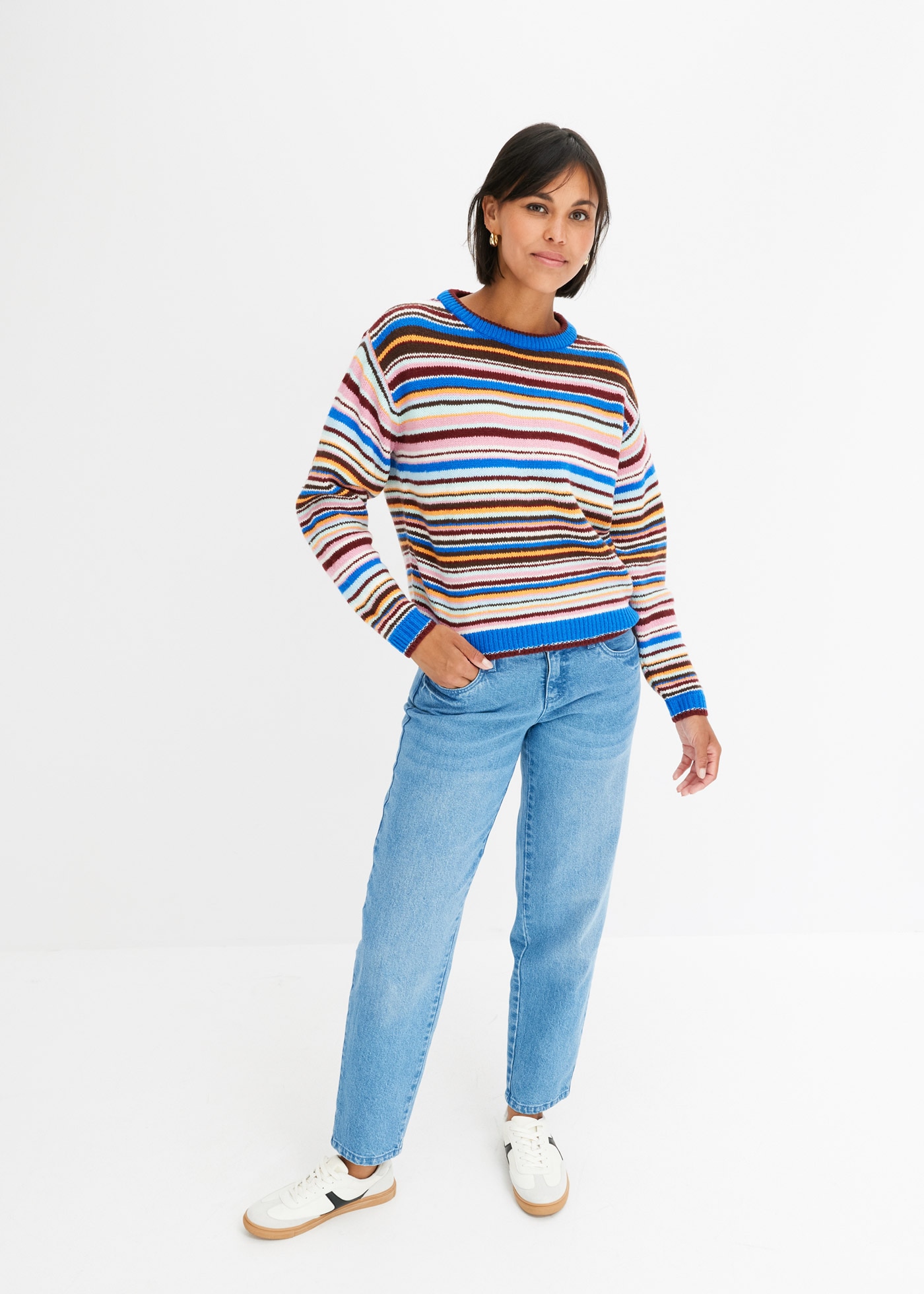 bonprix Strickpullover aus Polyacryl, gestreiftes Design, Oversize Passform