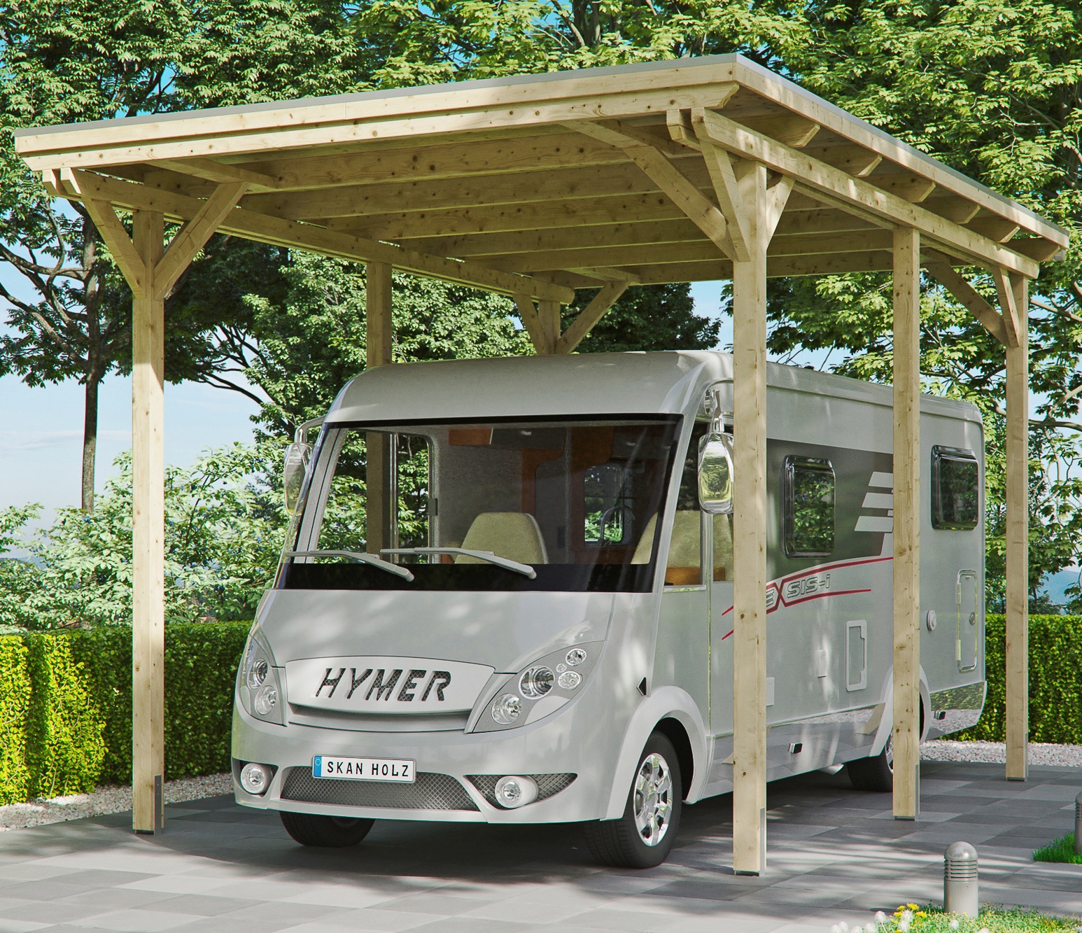 Skanholz Einzelcarport "Caravan-Emsland", Leimholz-Nordisches Fichtenholz, 341 cm, natur