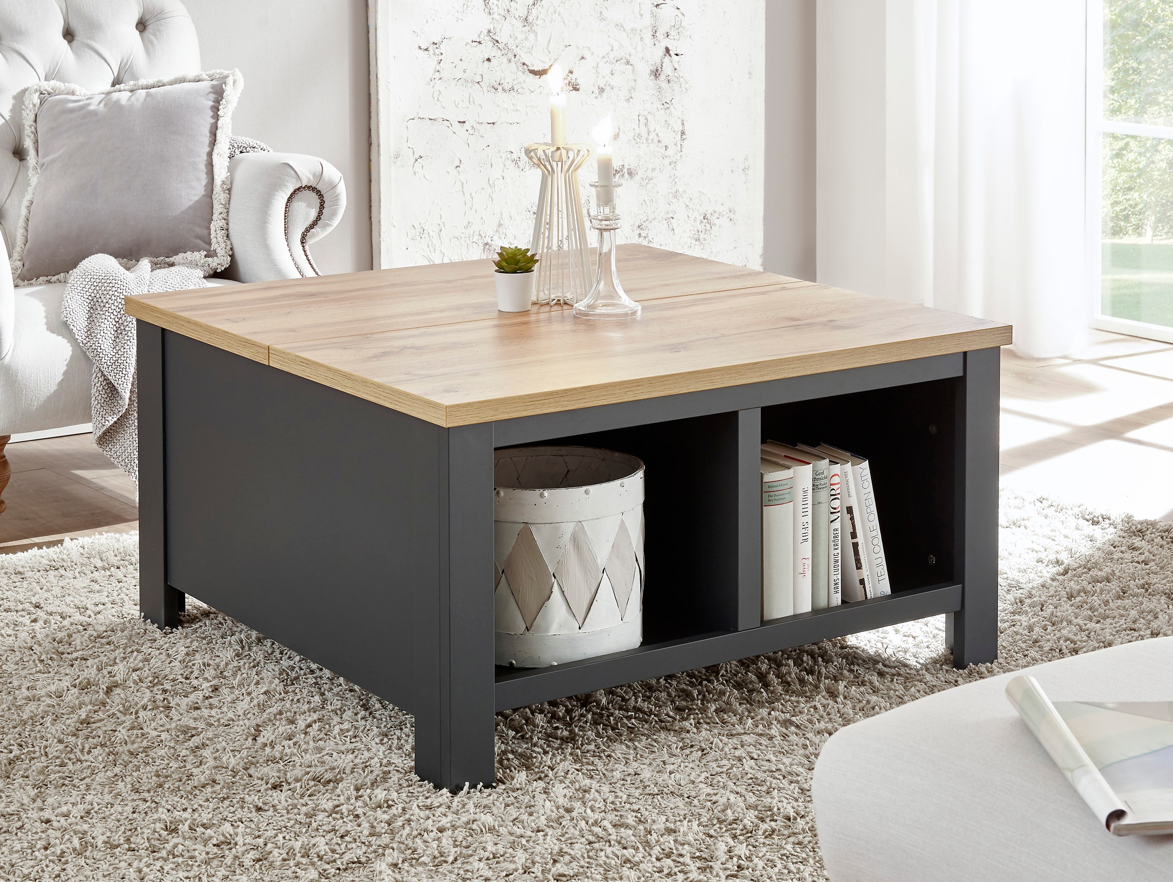 OTTO home Couchtisch "Westminster, Beistelltisch, Wohnzimmertisch, Sofatisch, Tisch" Metallgriffe, ausreichend Stauraum, in 2 Farben erhältlich