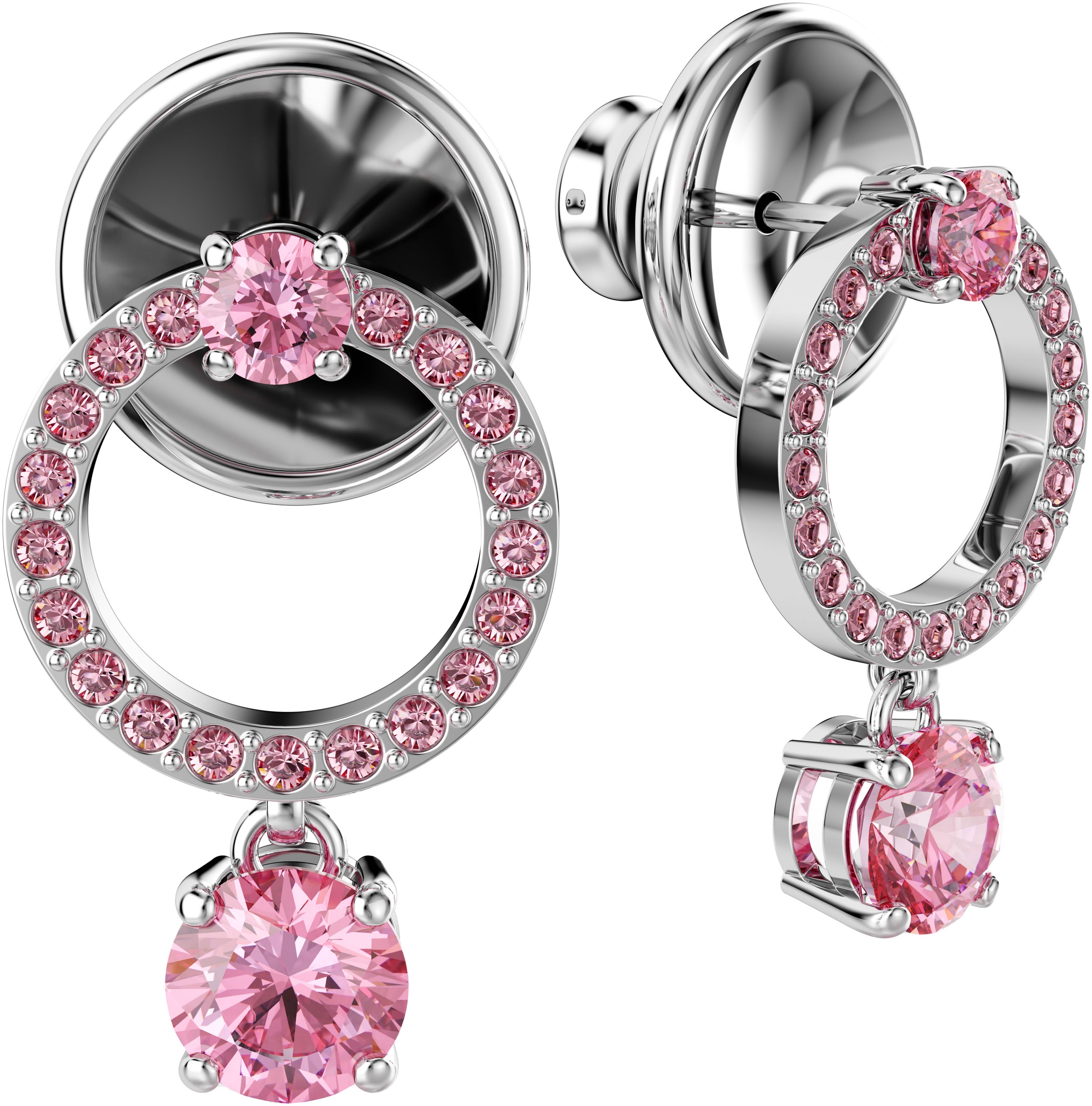 Swarovski Paar Ohrstecker »Constella Pavé Attract Drop Circle, 5563278, 5723563, 5723565«, mit Swarovski® Kristall