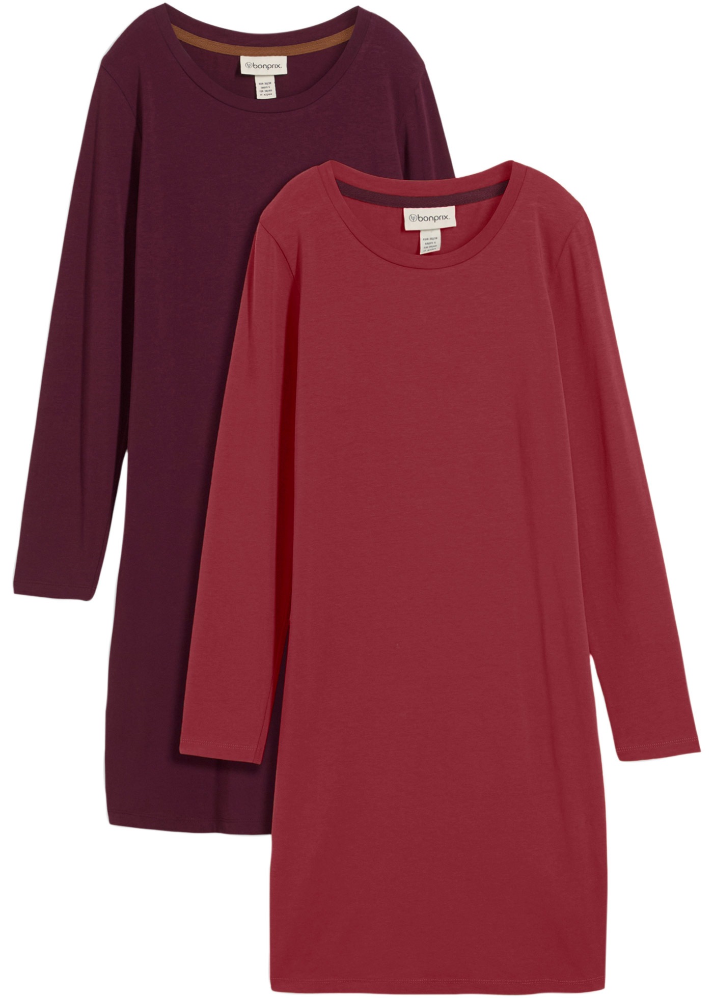 bonprix Jerseykleid »Figurbetontes Jerseykleid (2er Pack)« Packung, 2 Stk. tlg. für Alltag, schmale Passform, aus Baumwollmischung, kniefrei