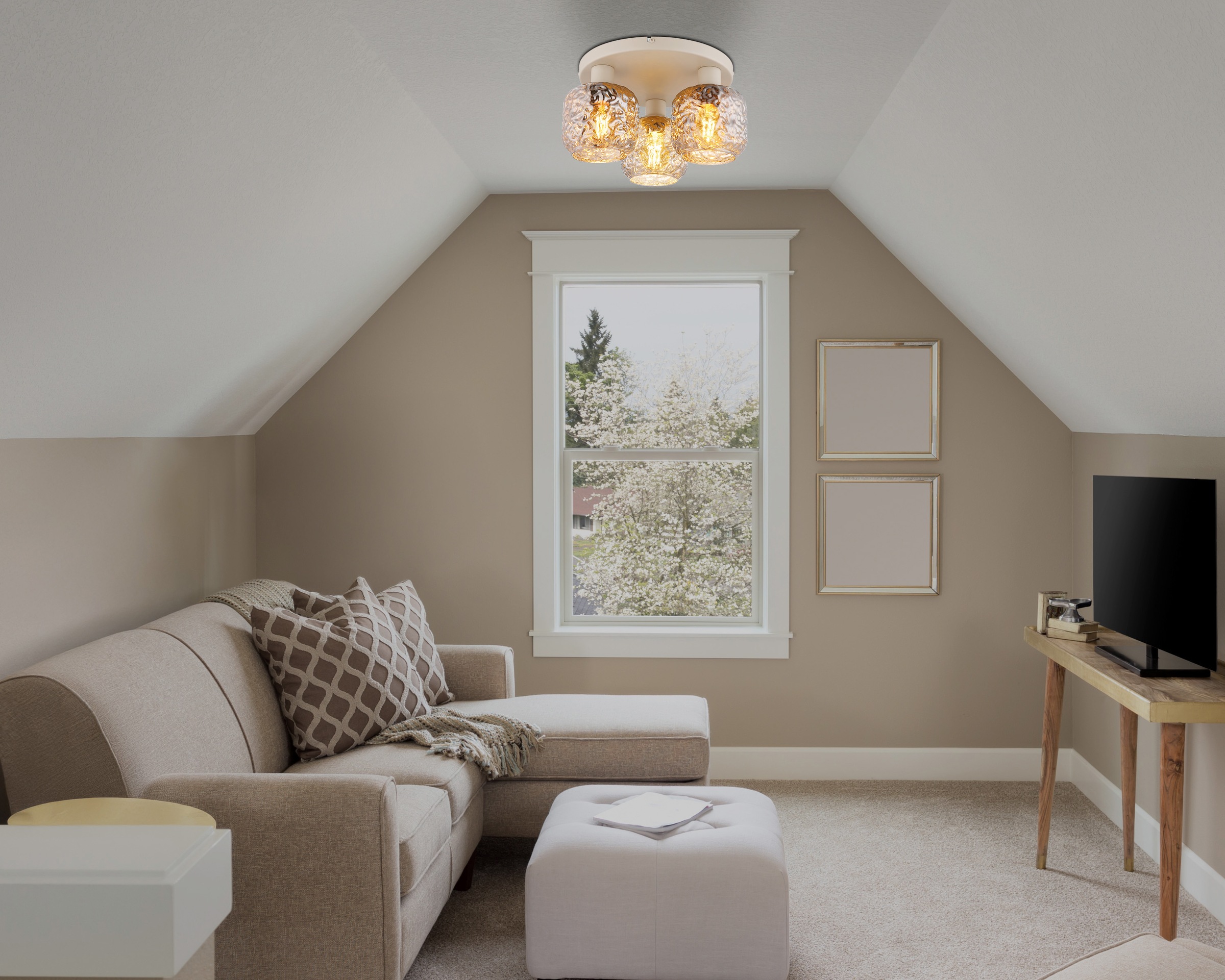 GLOBO LIGHTING Deckenleuchte »ANTONIO« E27 1 Stk. Deckenleuchte beige matt mit rauchfarbenem Glas, elegant