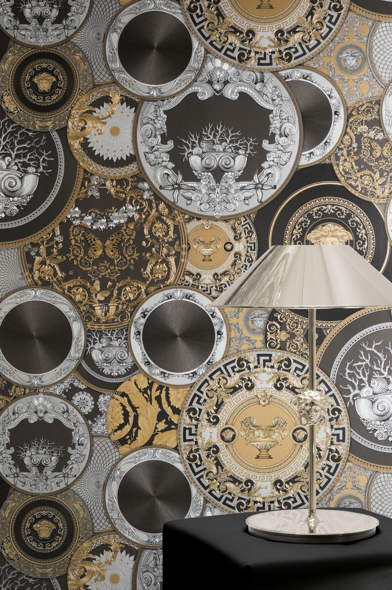 Versace Vliestapete »Versace 6 Art De La Table –« 3D-Optik | Barock | Motiv geprägt Elegantes Ornamentdesign mit Metallic-Glanz & feiner Prägung