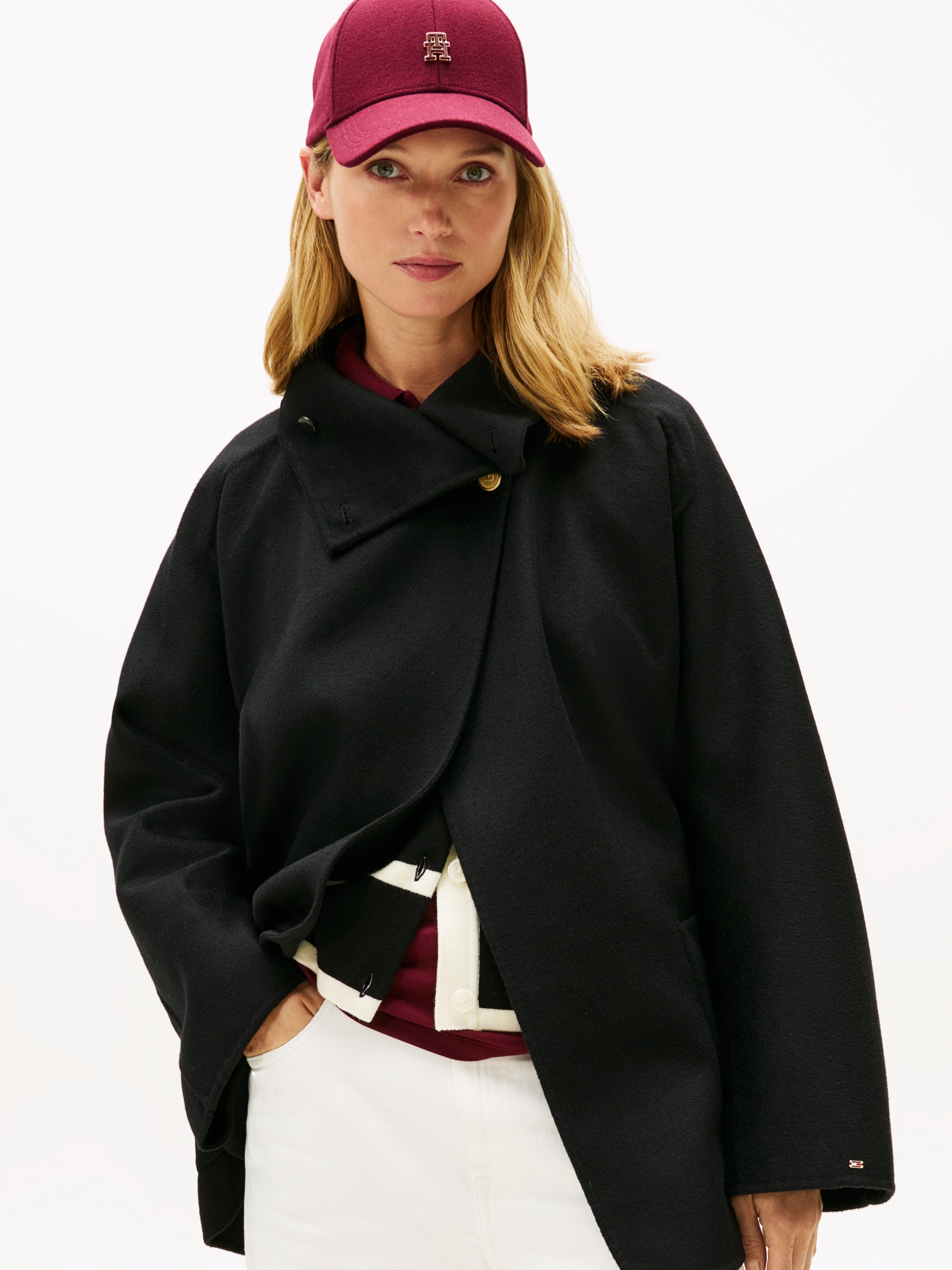 Tommy Hilfiger Kurzmantel "DF WOOL GB FUNNEL NK COAT" mit Wolle günstig online kaufen