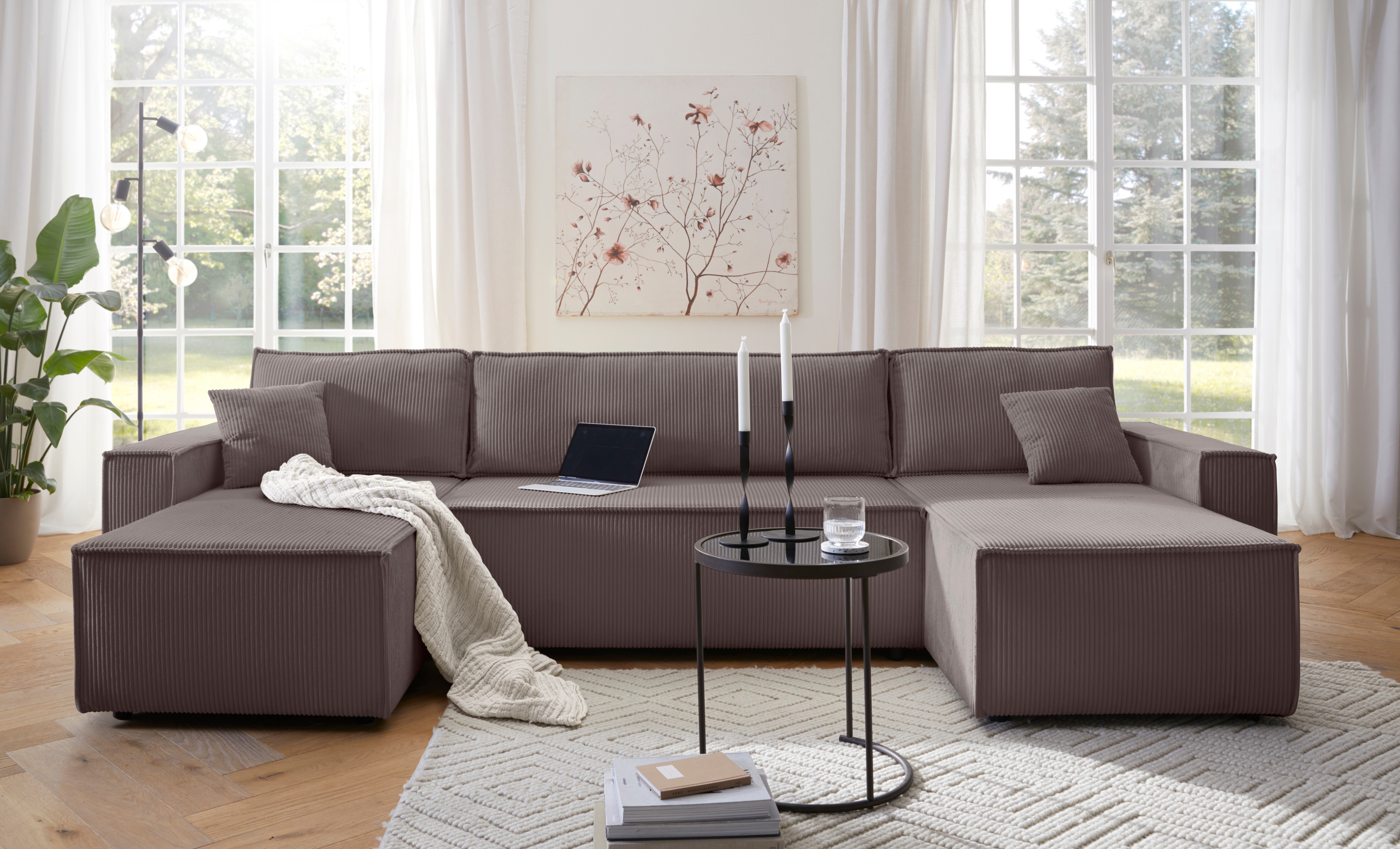 OTTO home Wohnlandschaft "CASSI L-Form, 311cm - OTTO. Verlässliche Qualität." Schlaffunktion (133/270), Bettkasten, Cord, Unser Tiefpreis